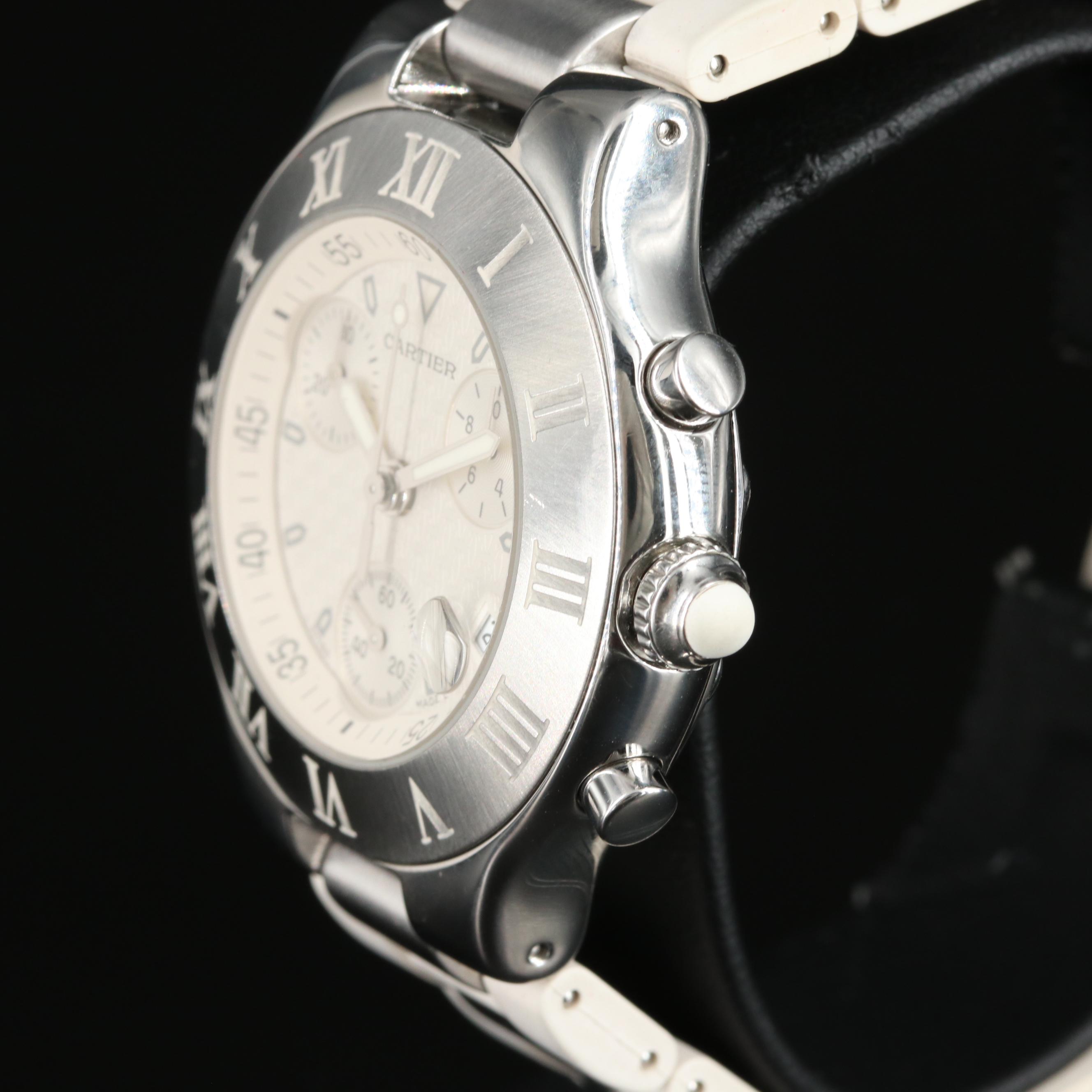 Cartier Chronoscaph 21 Chronograph Steel White Quartz Watch