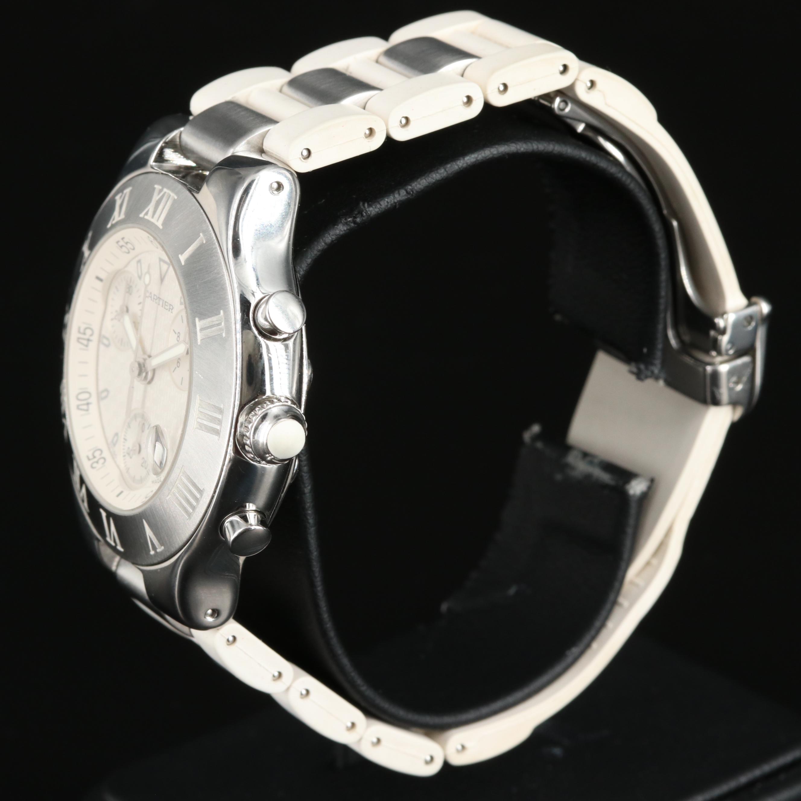 Cartier Chronoscaph 21 Chronograph Steel White Quartz Watch