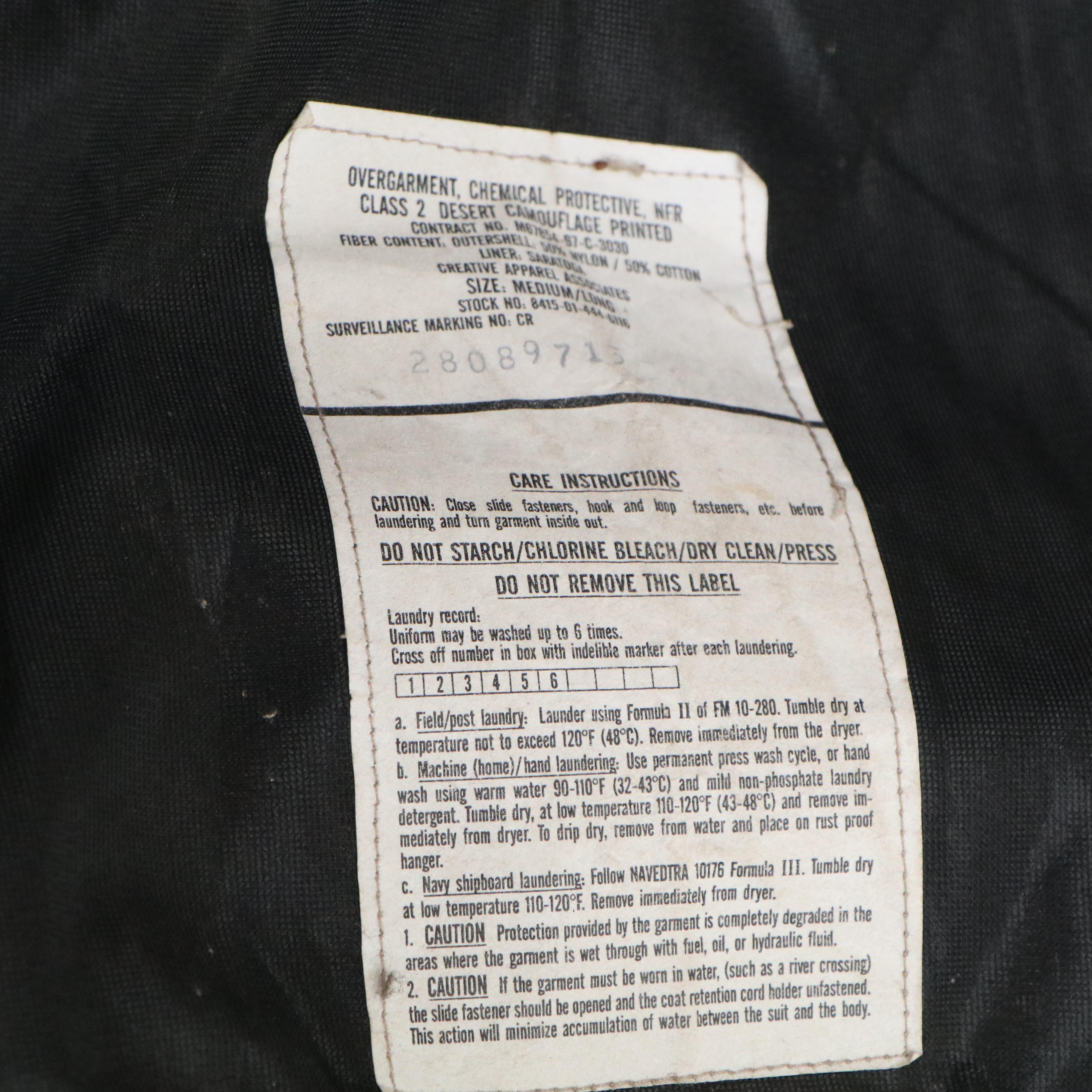 Gulf War Era U.S.M.C. Combat Jackets and Chemical Protective Overgarments