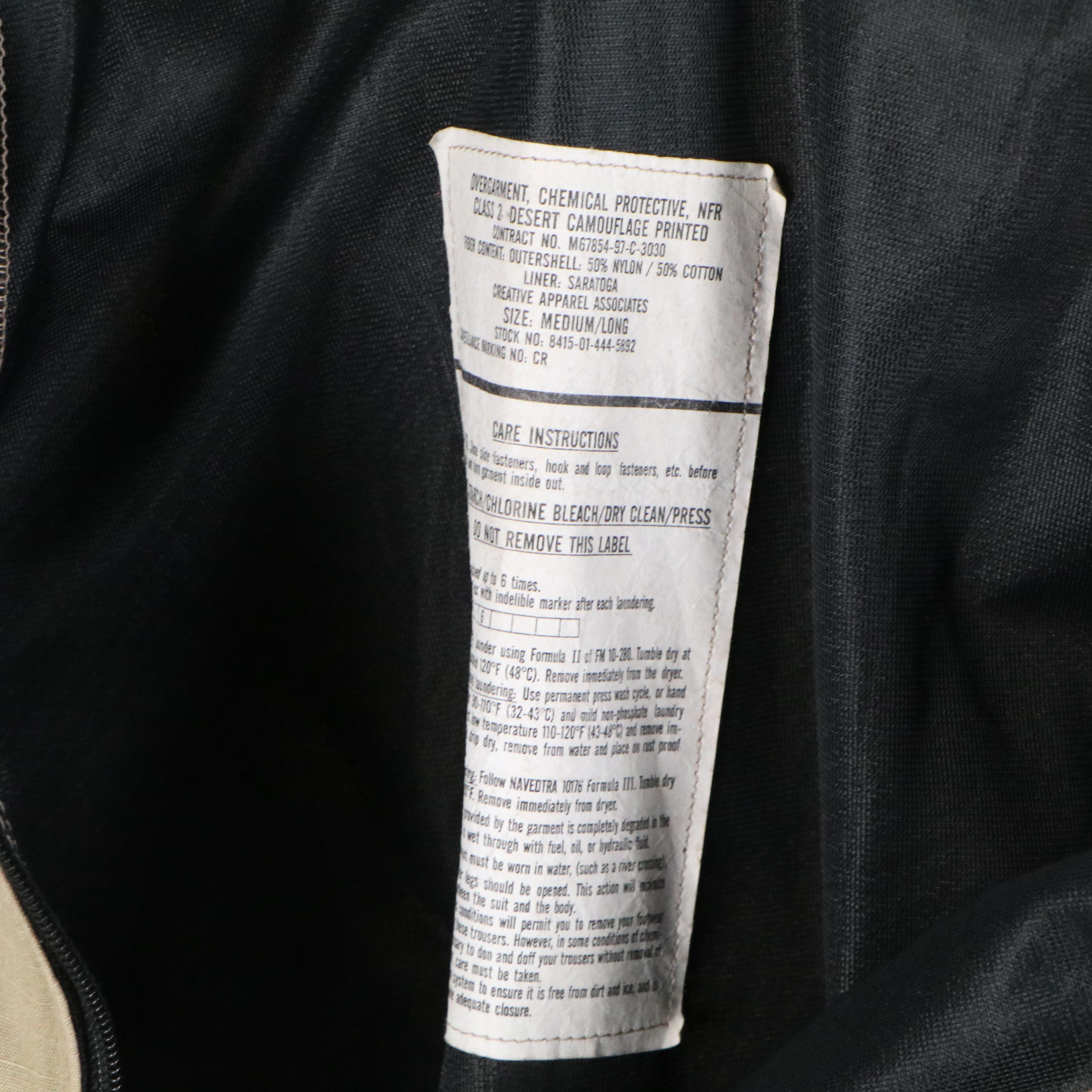 Gulf War Era U.S.M.C. Combat Jackets and Chemical Protective Overgarments