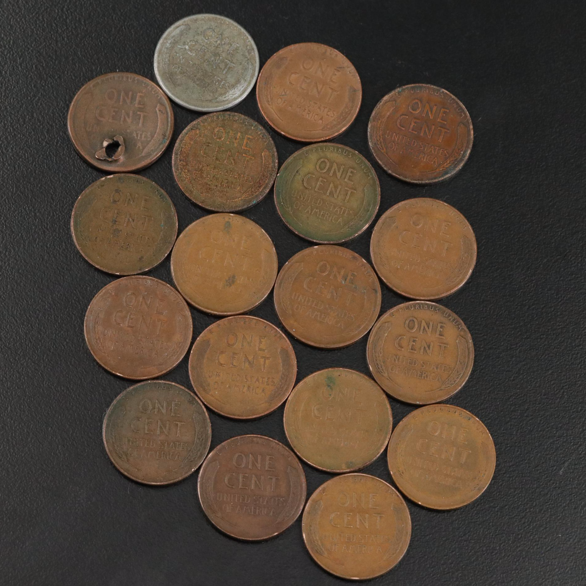 Group of Wheat Cents and Foreign Copper Coins