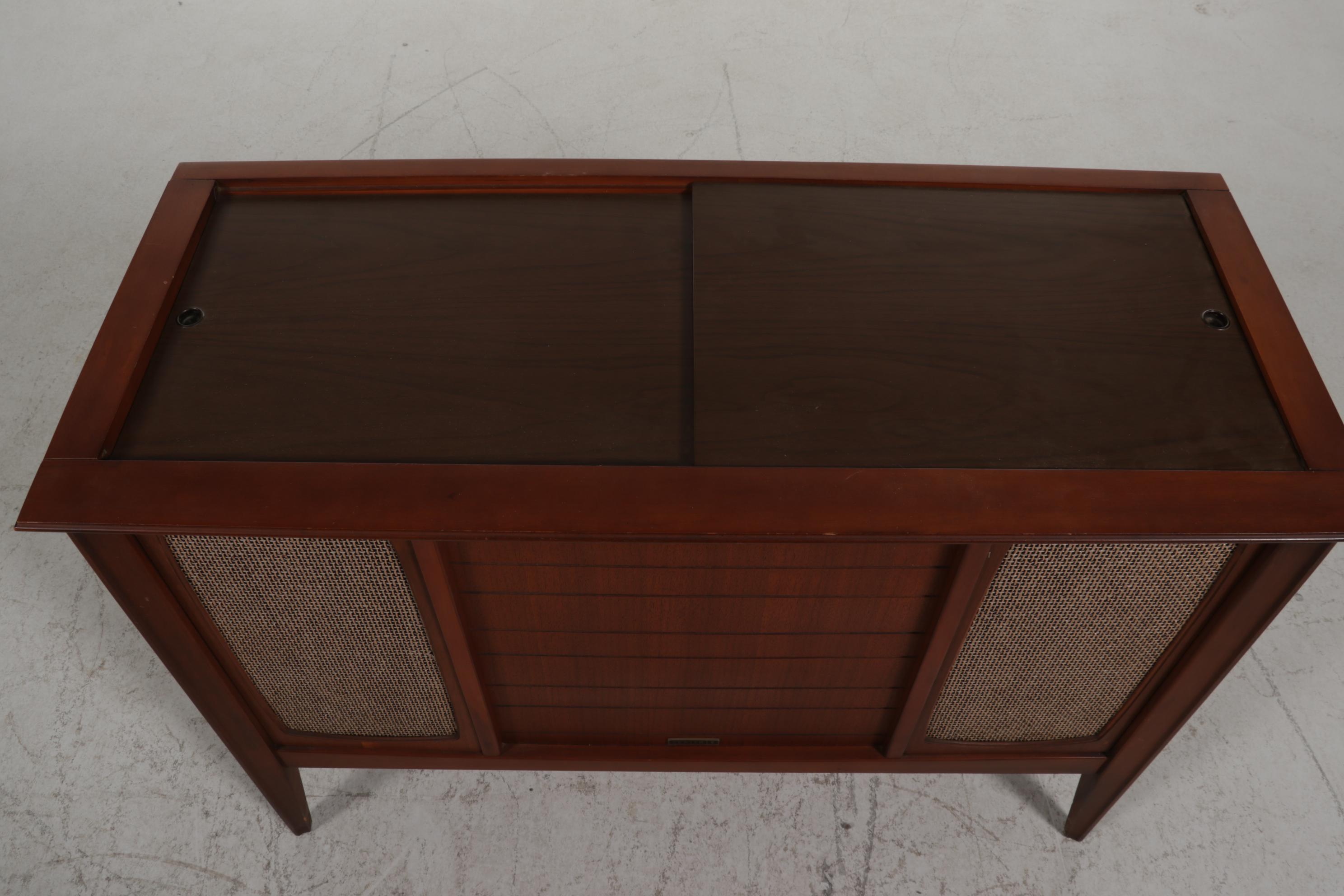 Zenith Mid Century Modern Walnut-Veneered Stereo Console