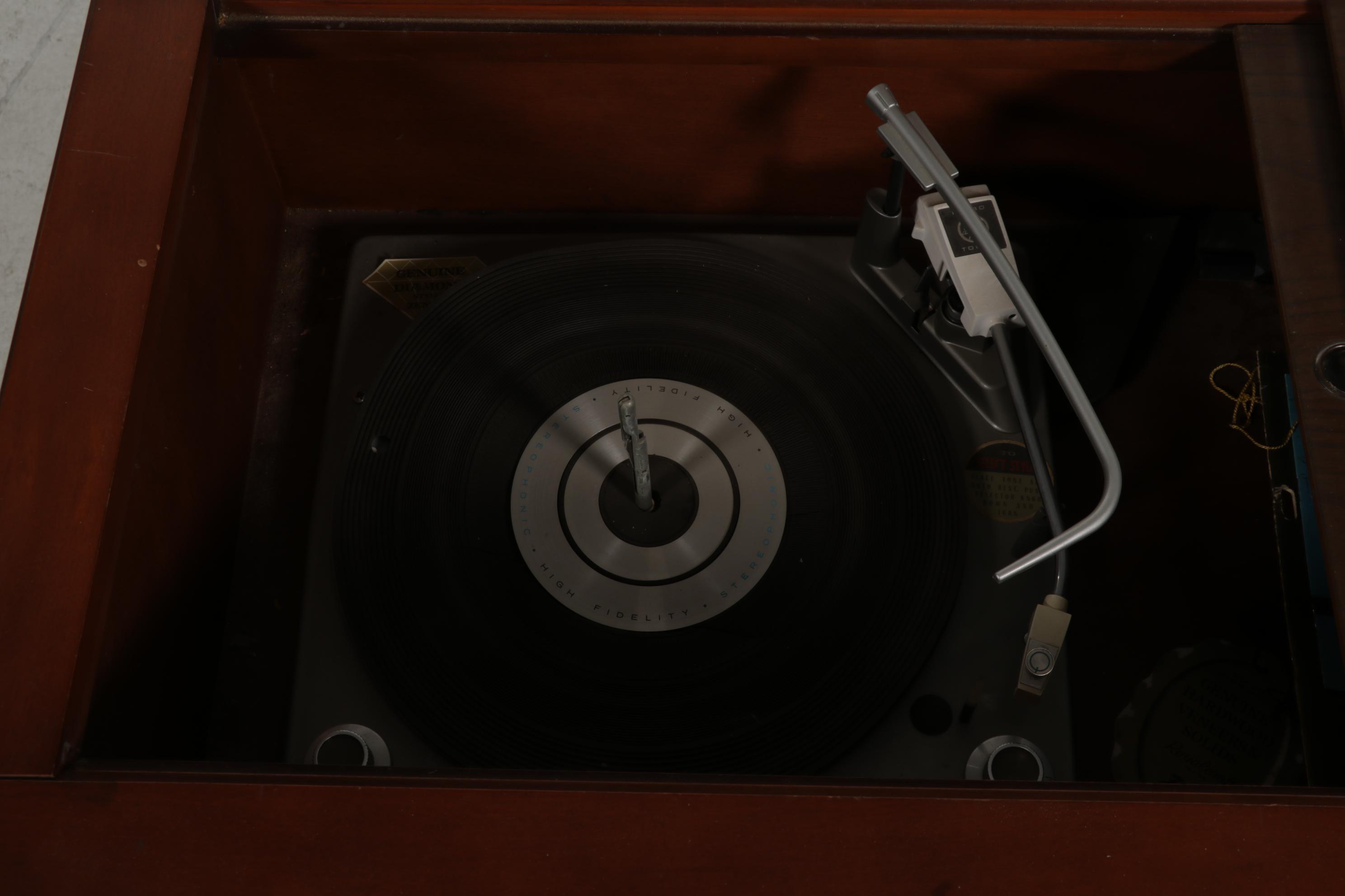 Zenith Mid Century Modern Walnut-Veneered Stereo Console