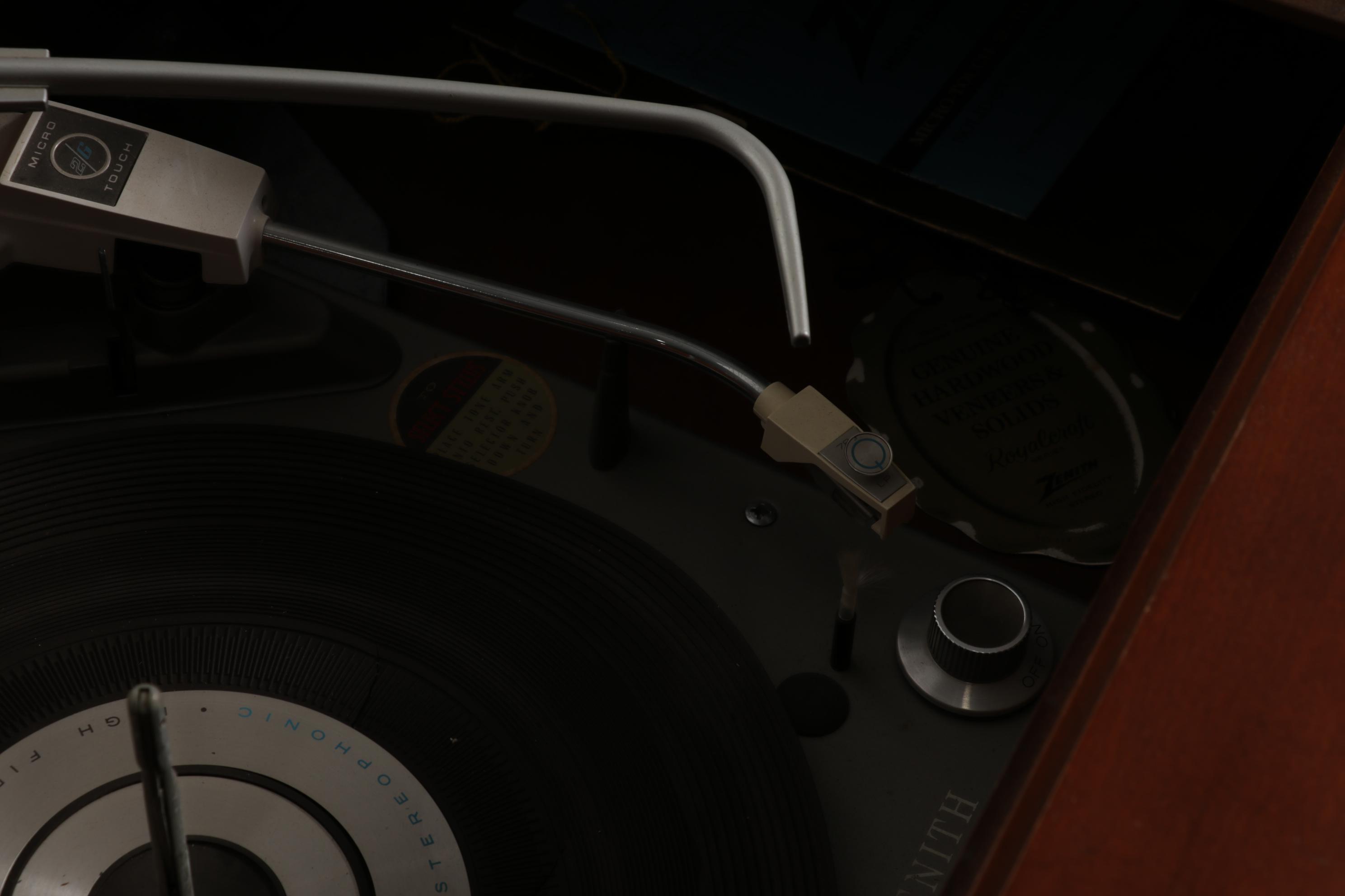 Zenith Mid Century Modern Walnut-Veneered Stereo Console