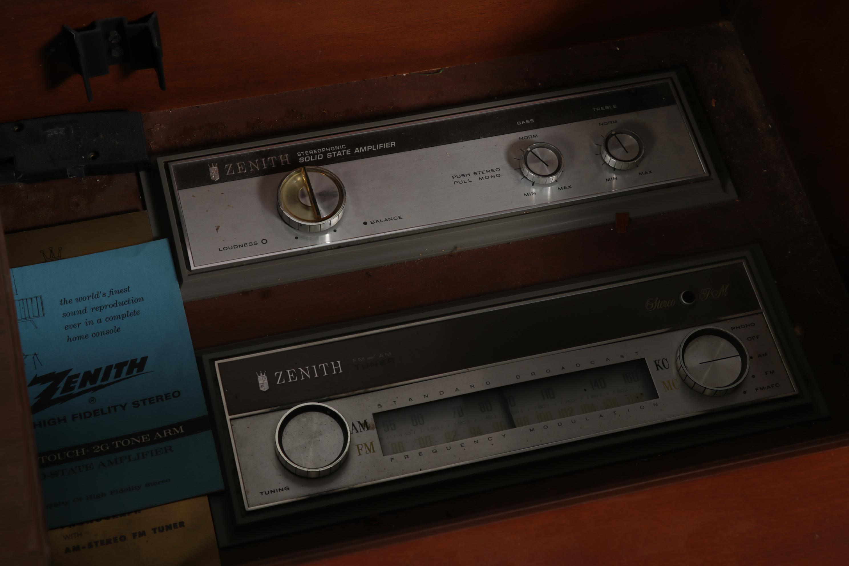 Zenith Mid Century Modern Walnut-Veneered Stereo Console