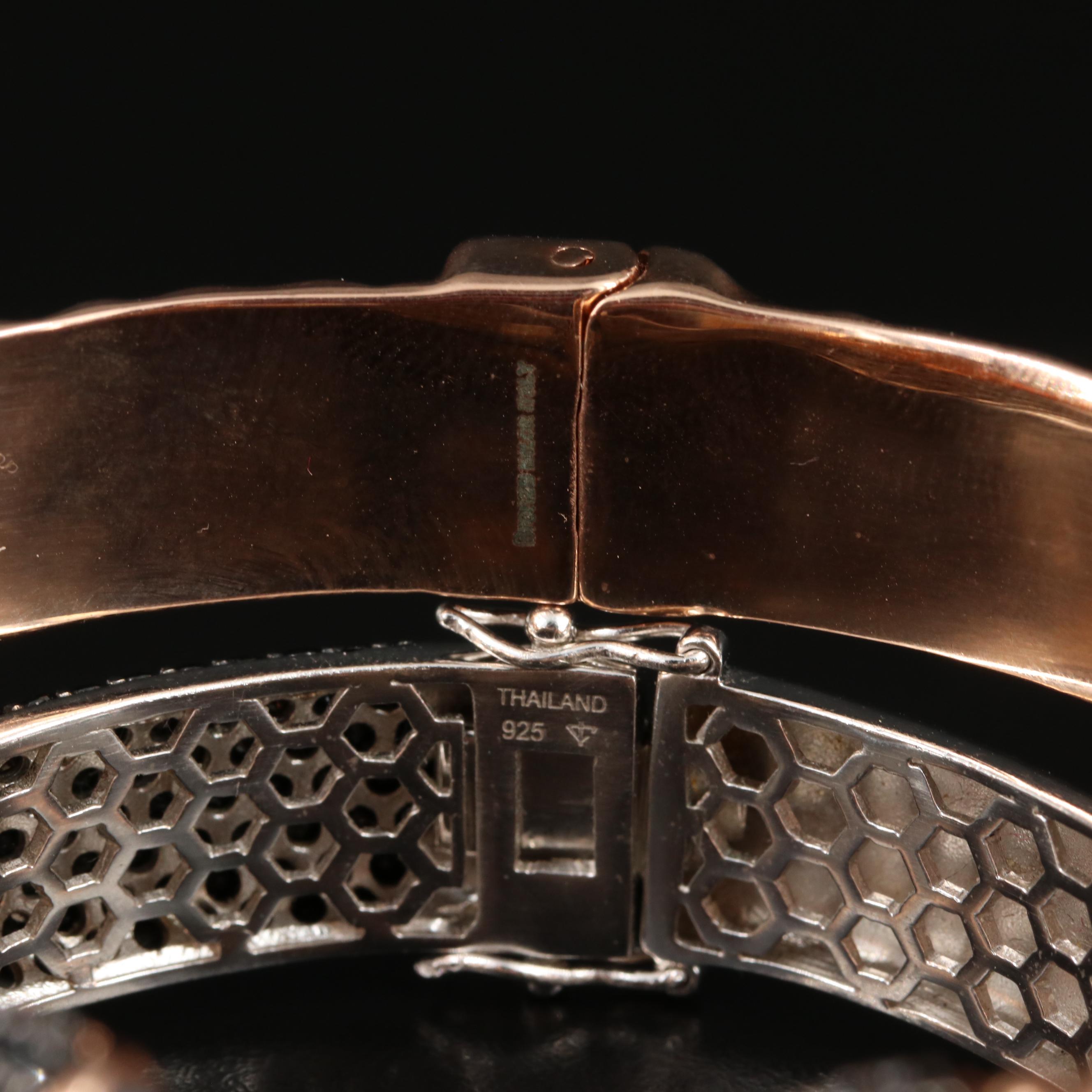 Sterling and Bronze Bracelets Featuring Spinel and Agate