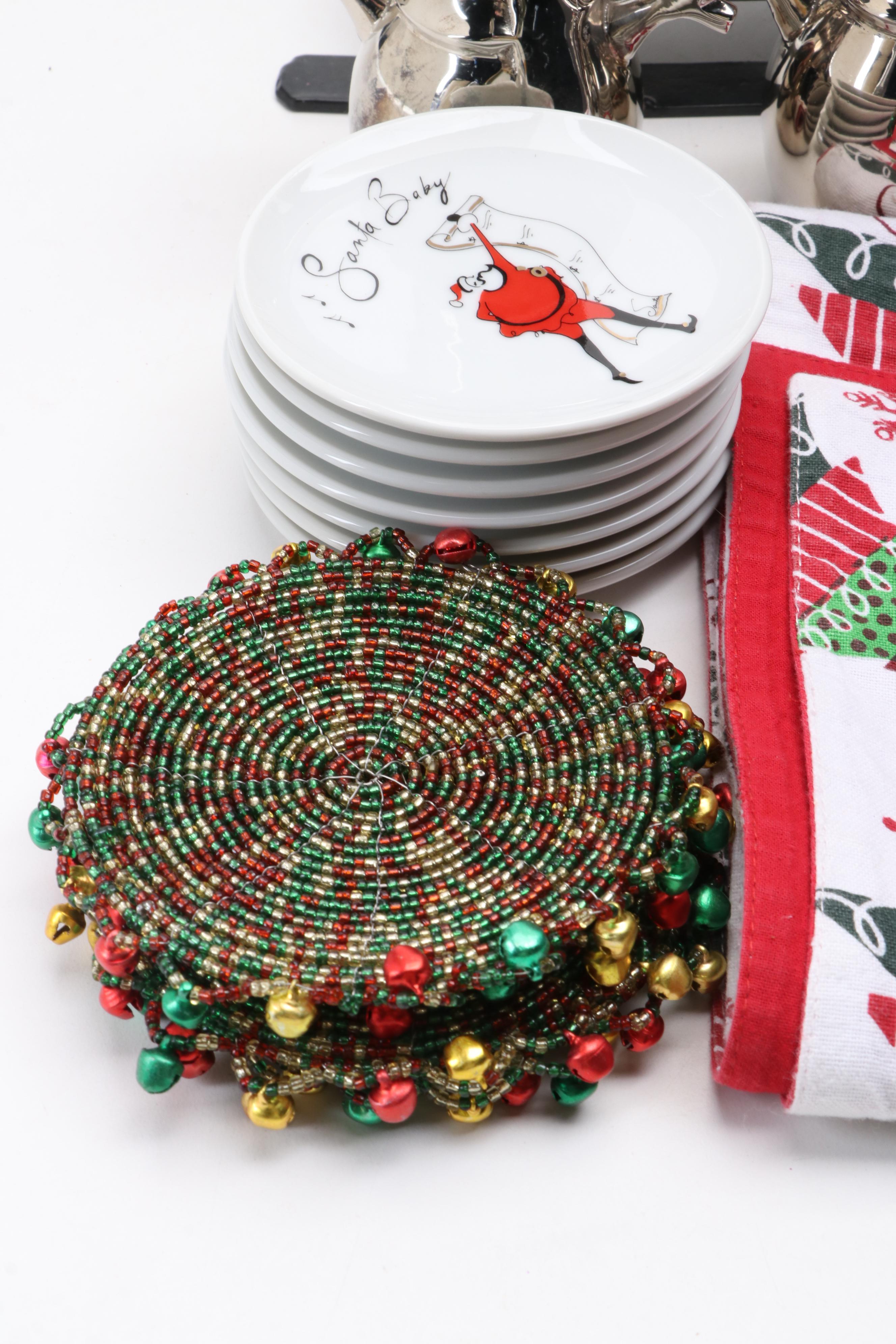 Lenox "Lady Bear on Ice" Porcelain Figurine with Other Christmas Table Décor