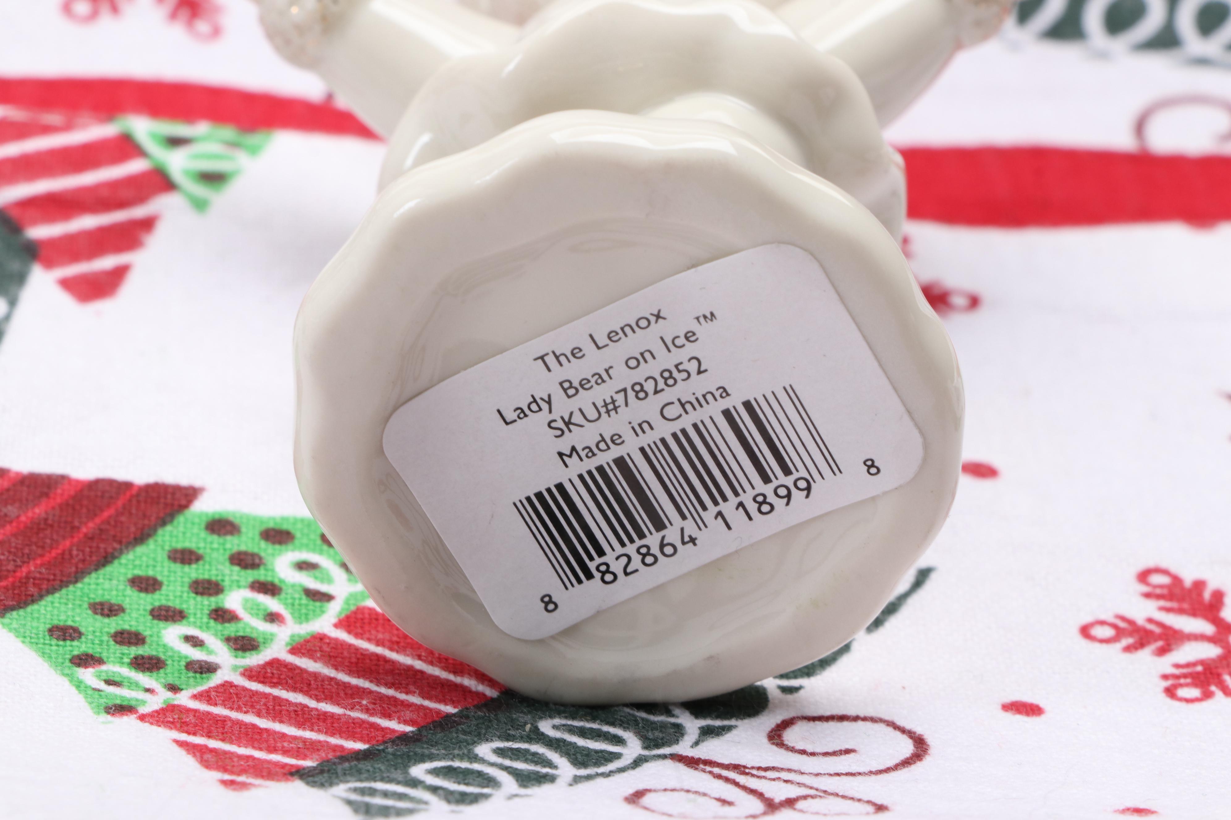 Lenox "Lady Bear on Ice" Porcelain Figurine with Other Christmas Table Décor