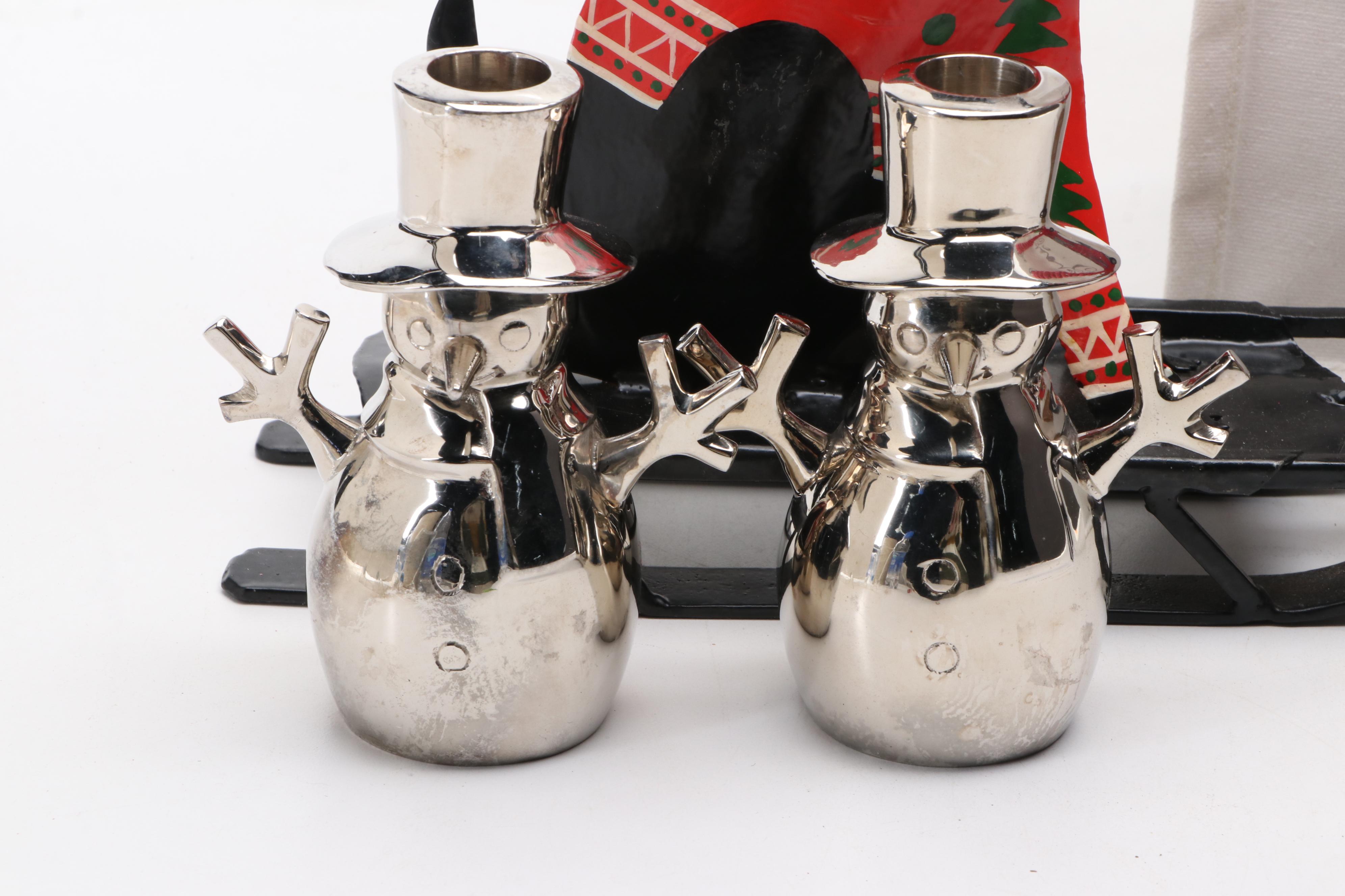 Lenox "Lady Bear on Ice" Porcelain Figurine with Other Christmas Table Décor