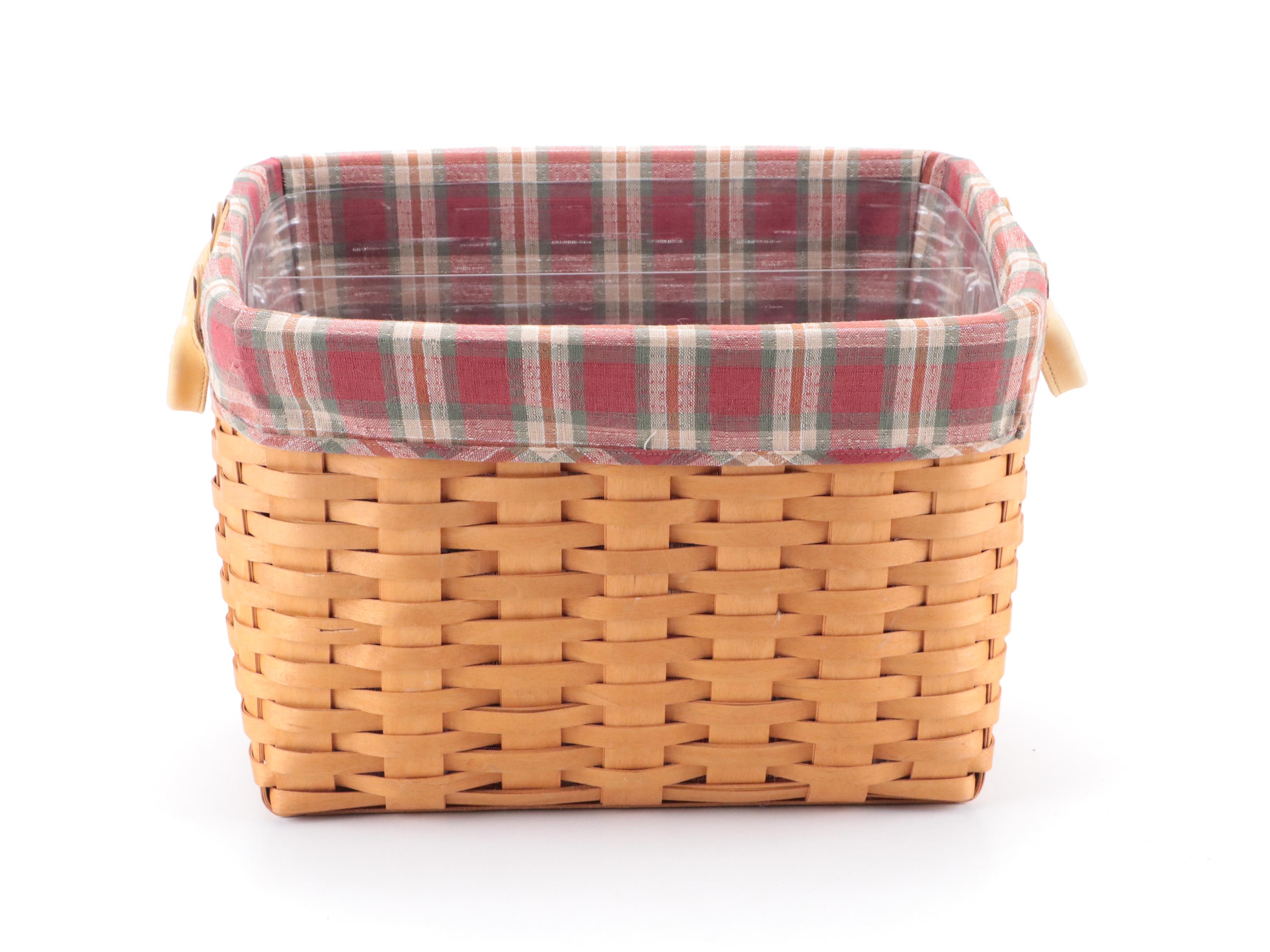 Longaberger Handwoven Wooden Baskets with Fabric Liners