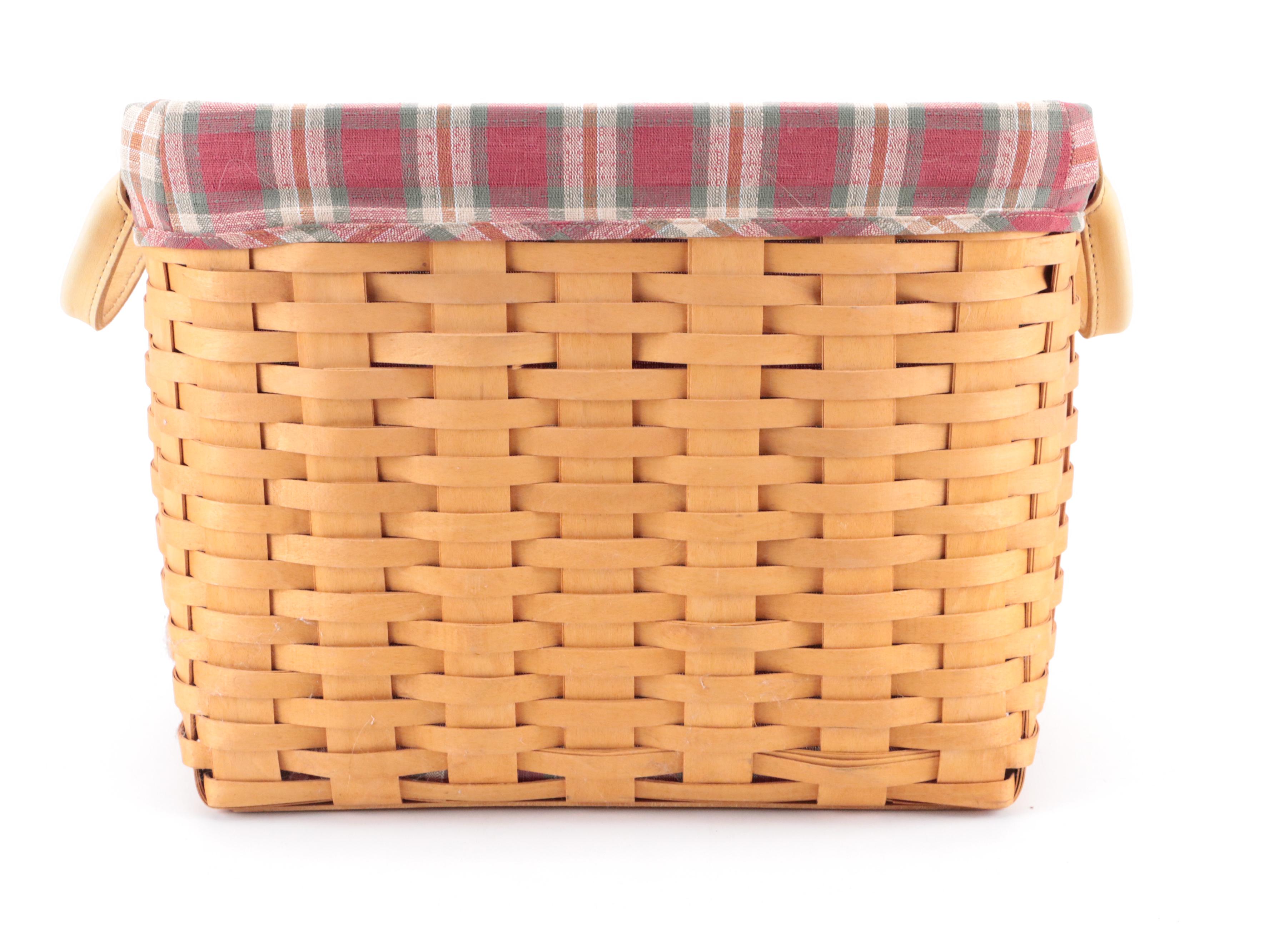 Longaberger Handwoven Wooden Baskets with Fabric Liners