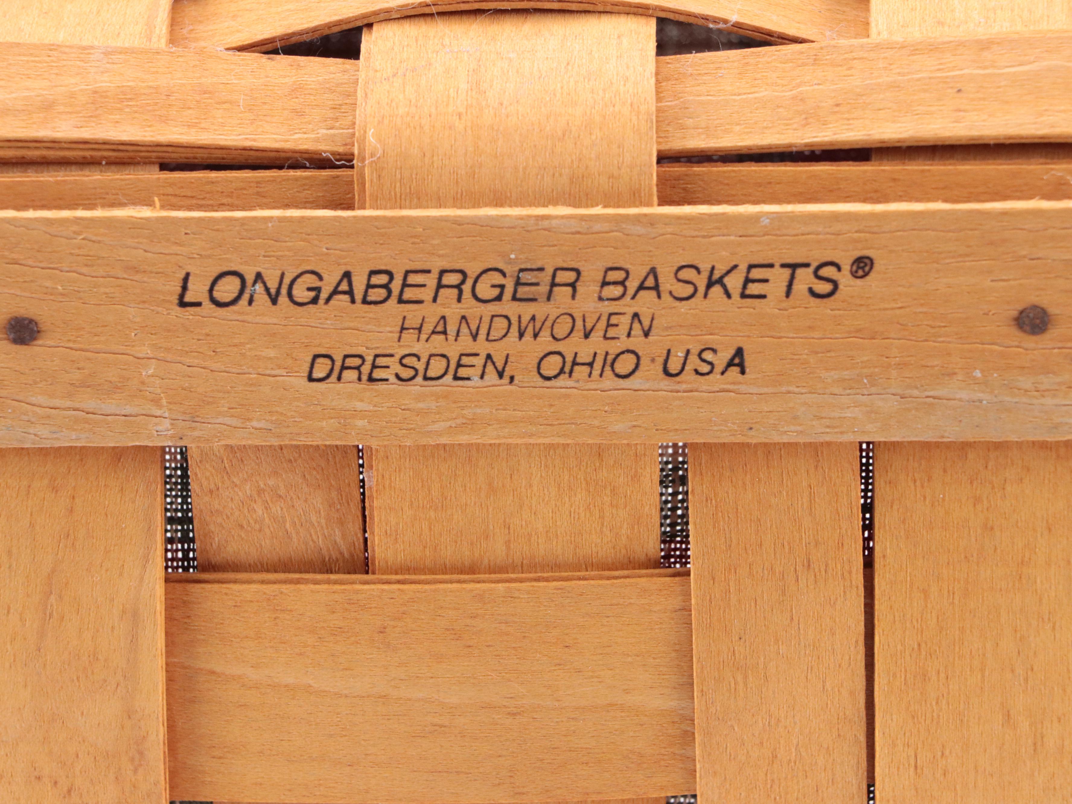 Longaberger Handwoven Wooden Baskets with Fabric Liners