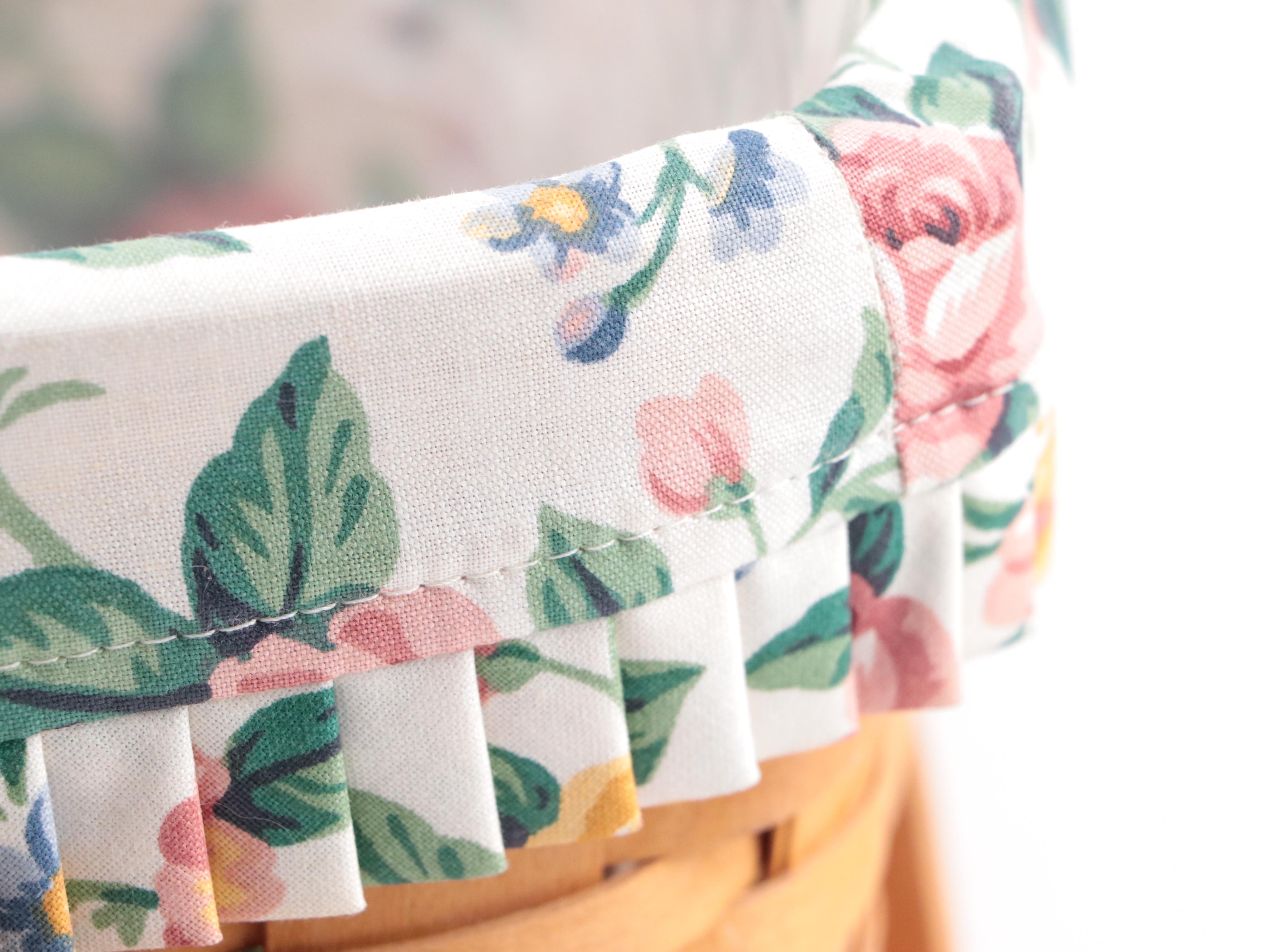 Longaberger Handwoven Wooden Baskets with Fabric Liners