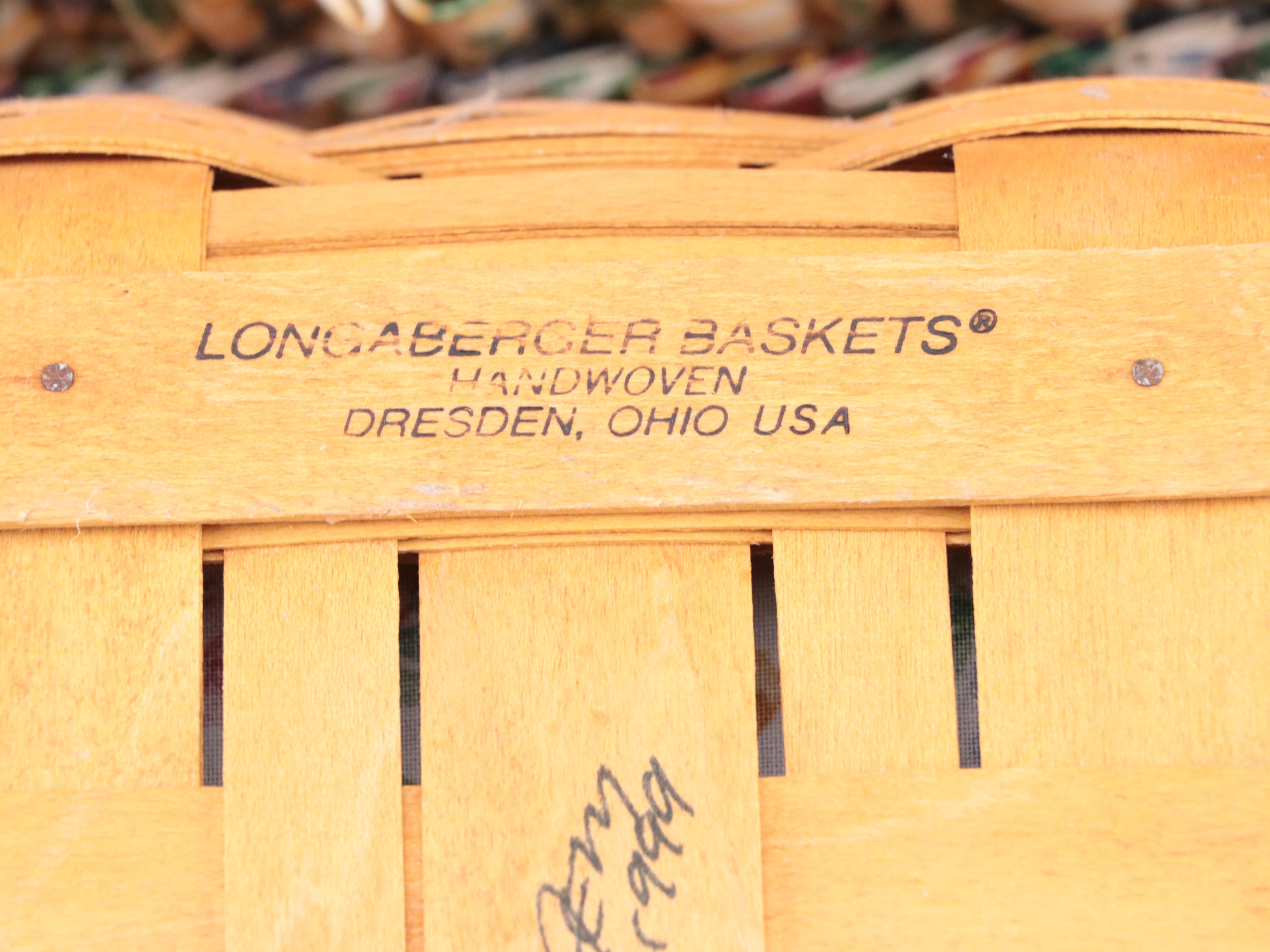 Longaberger Handwoven Wooden Baskets with Fabric Liners
