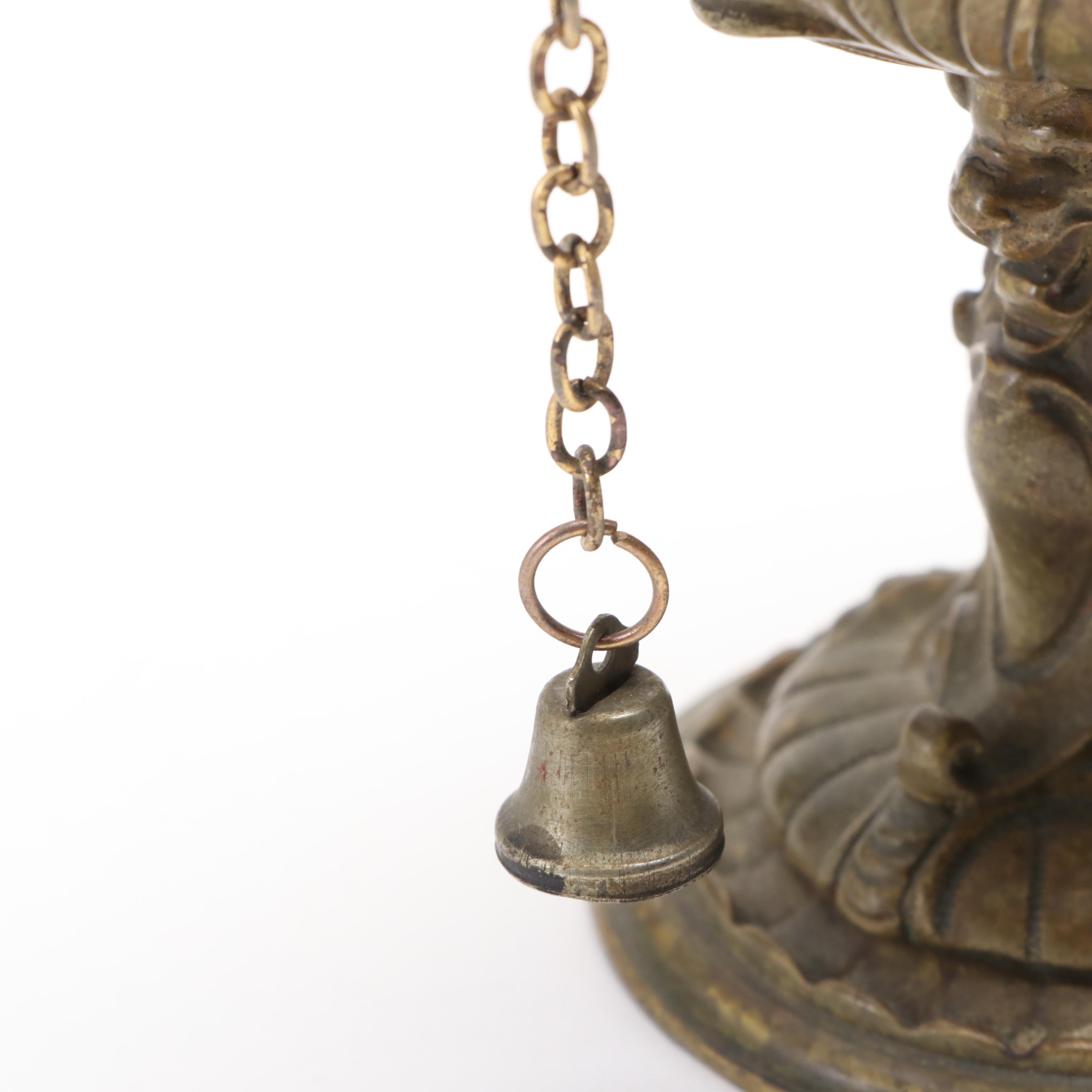 European Art Nouveau Style Gilt Bronze Oil Lamp Cigar Lighter, Late 19th C.