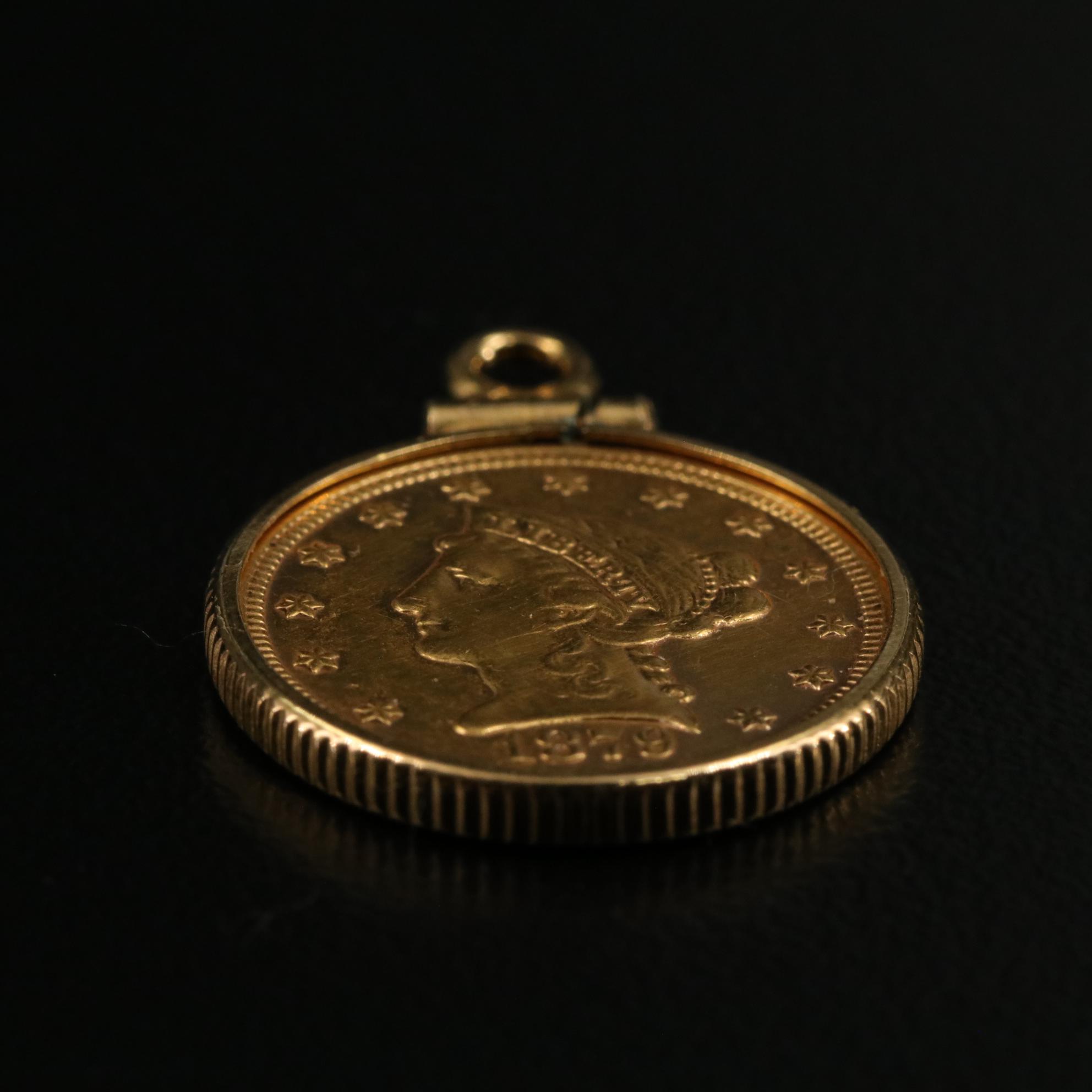 1879 Liberty Head $2.50 Gold Quarter Eagle in a Bezel