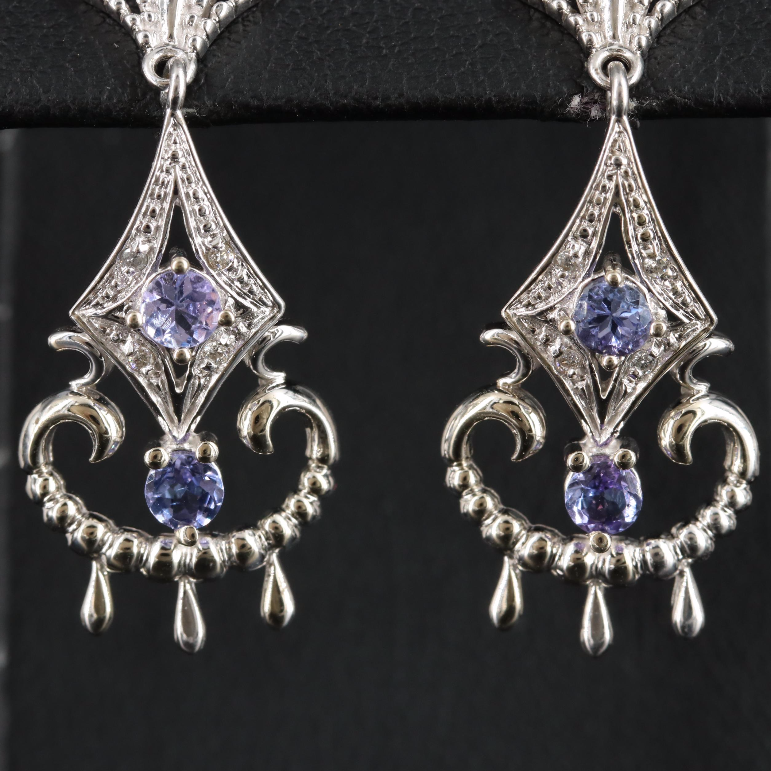 14K Tanzanite and Diamond Drop Earrings