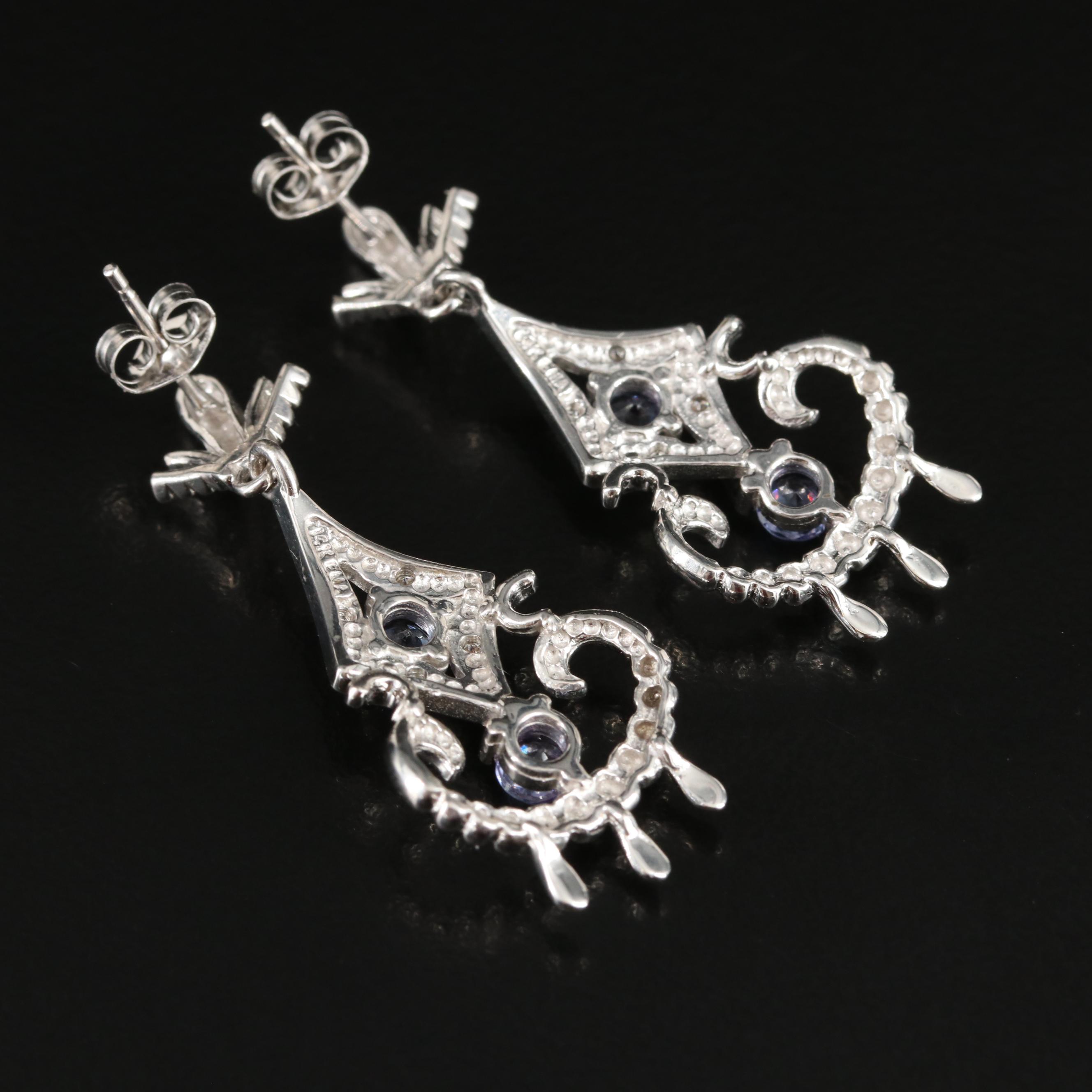 14K Tanzanite and Diamond Drop Earrings