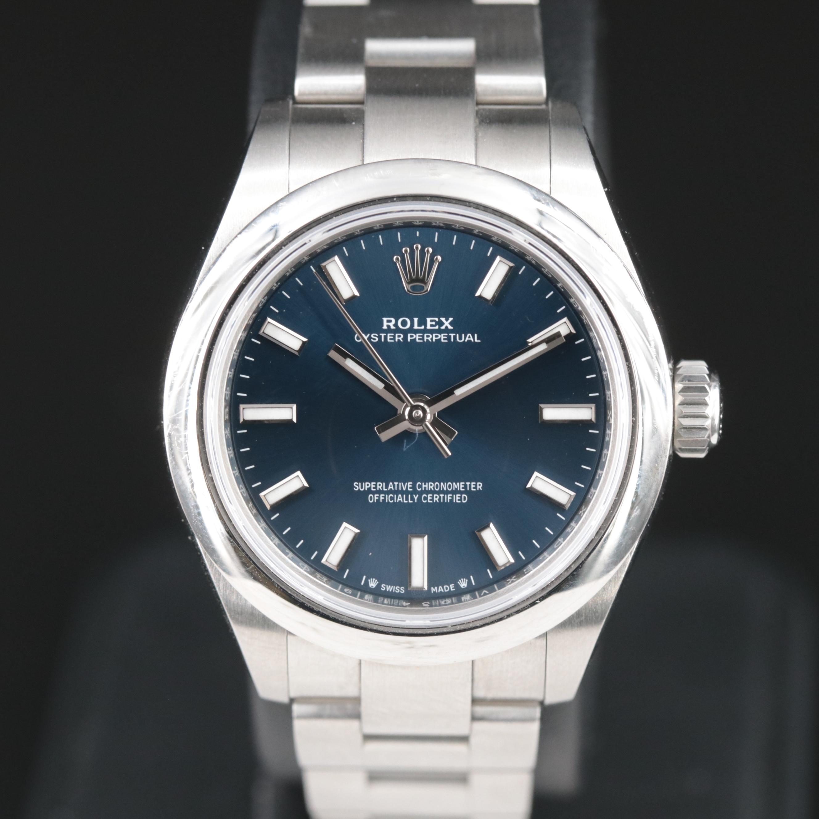 Rolex Oyster Perpetual Blue Dial Steel Watch