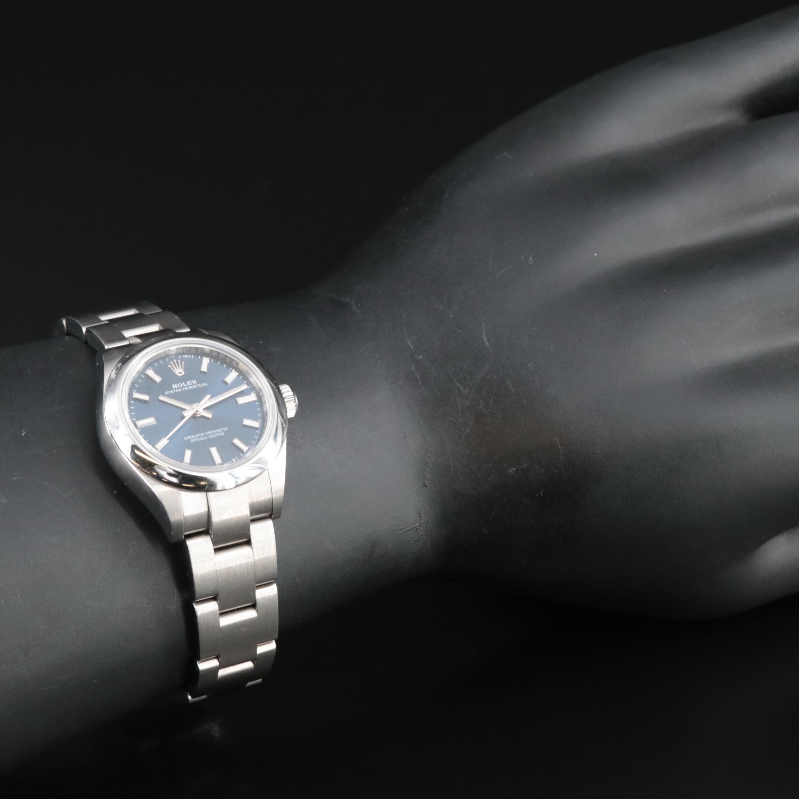 Rolex Oyster Perpetual Blue Dial Steel Watch