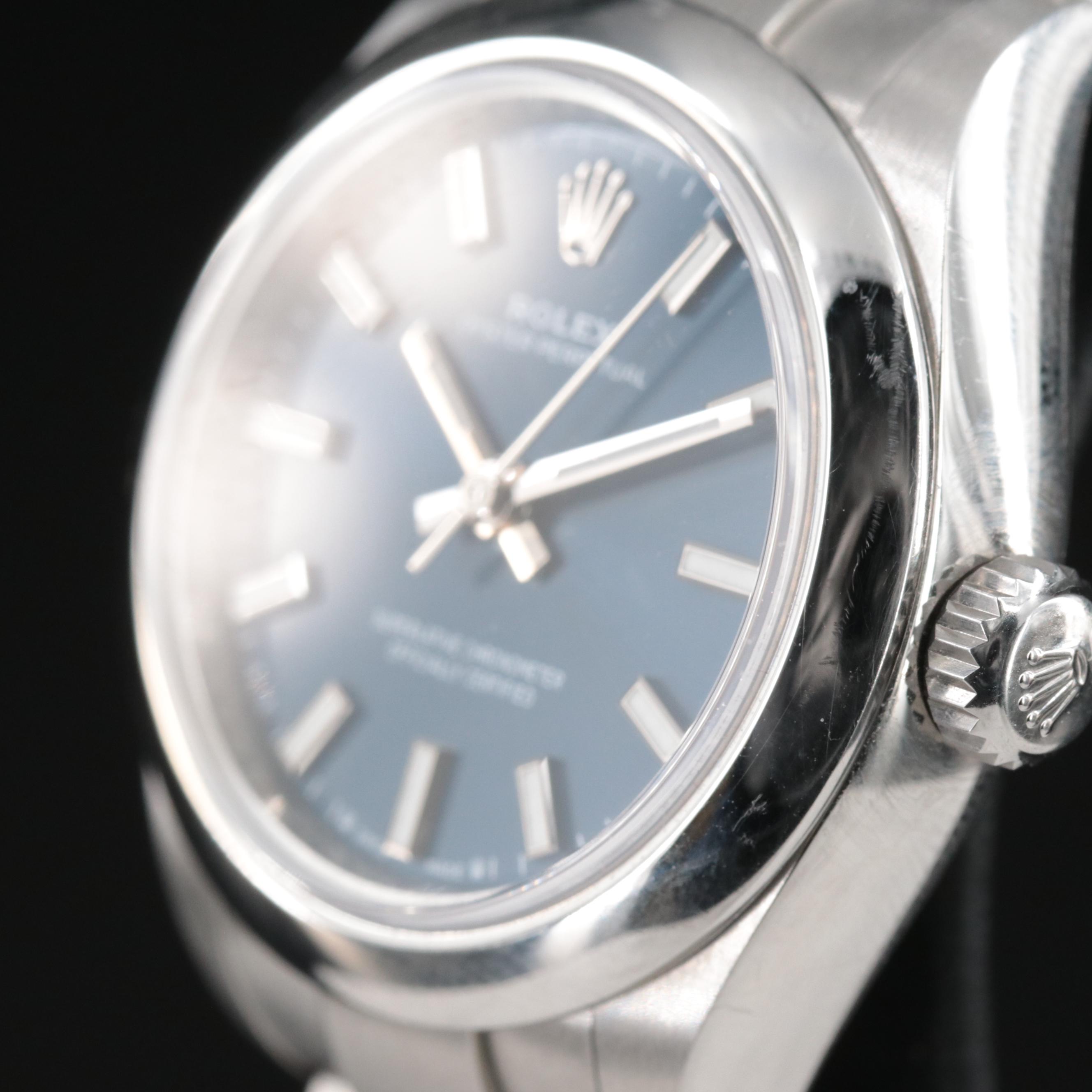Rolex Oyster Perpetual Blue Dial Steel Watch