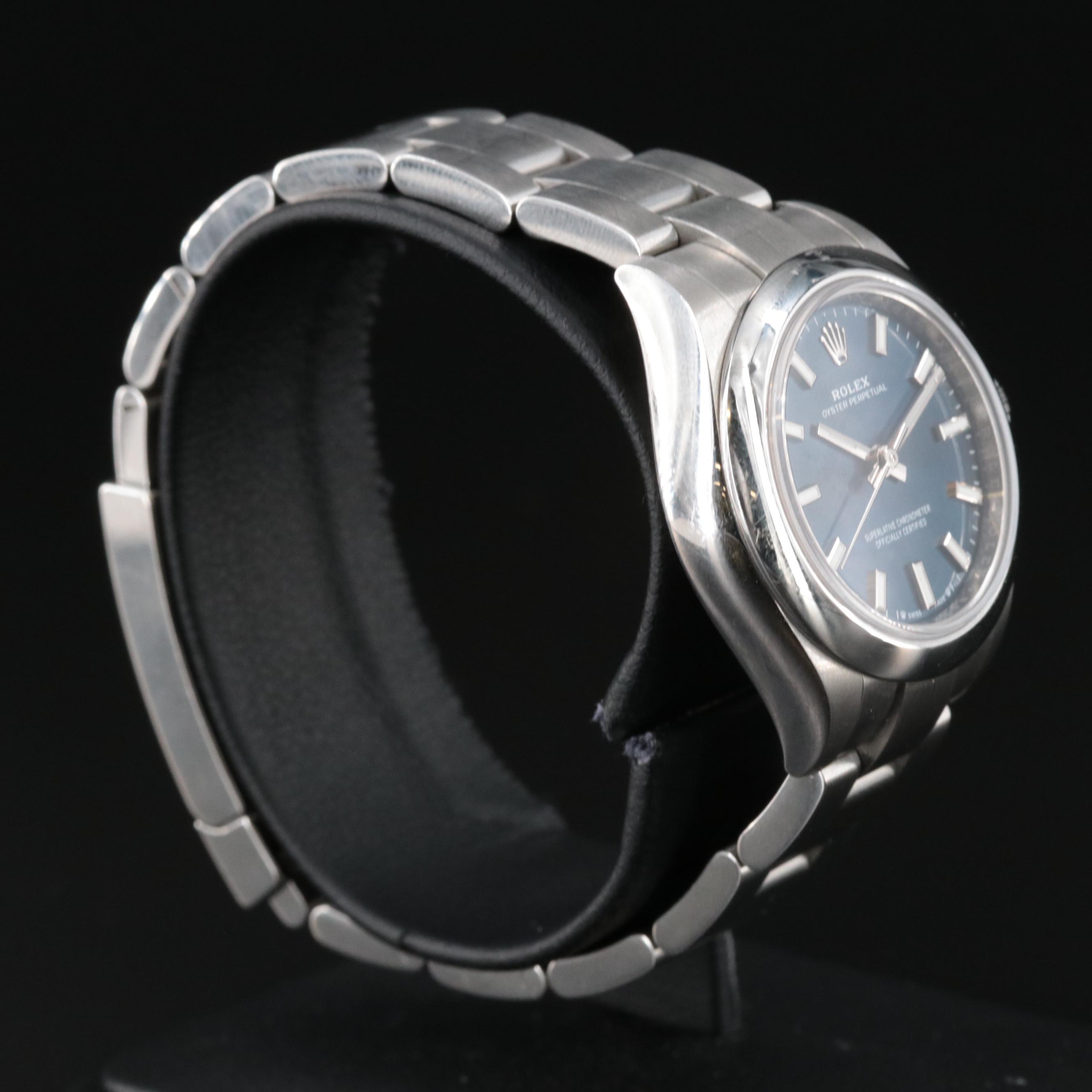 Rolex Oyster Perpetual Blue Dial Steel Watch