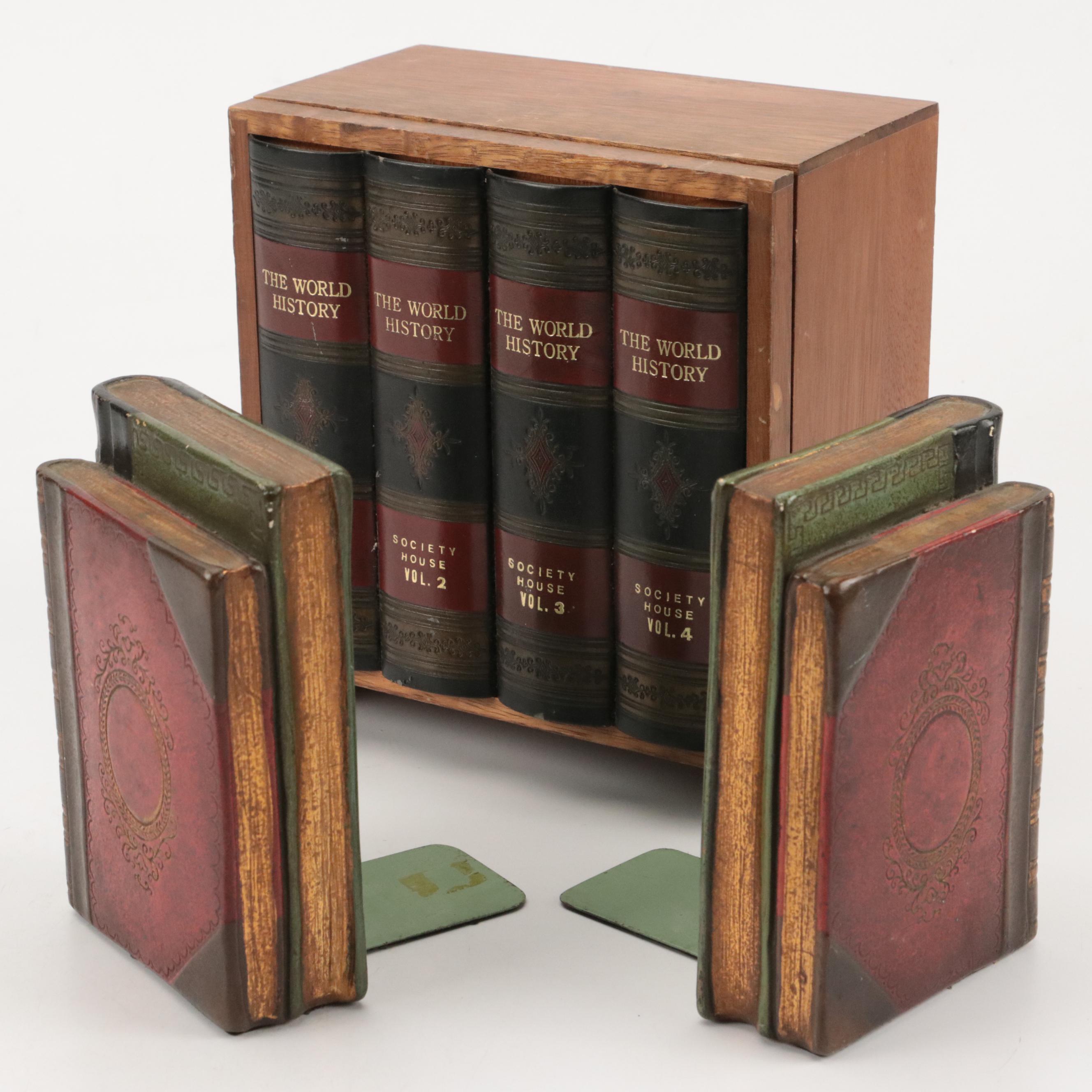 Borghese Bookends with Swank Faux Book Box