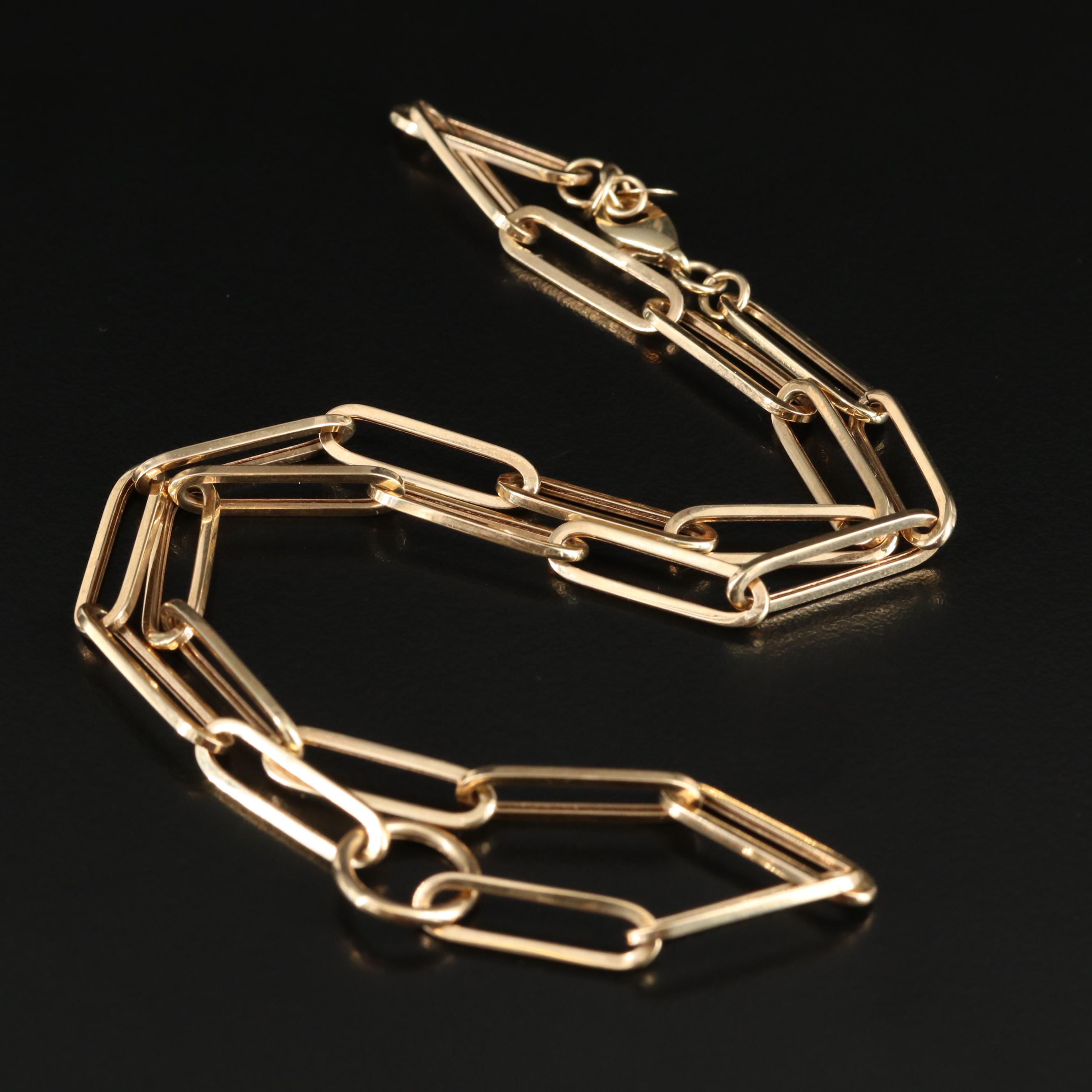 14K Paper Clip Chain Necklace EBTH