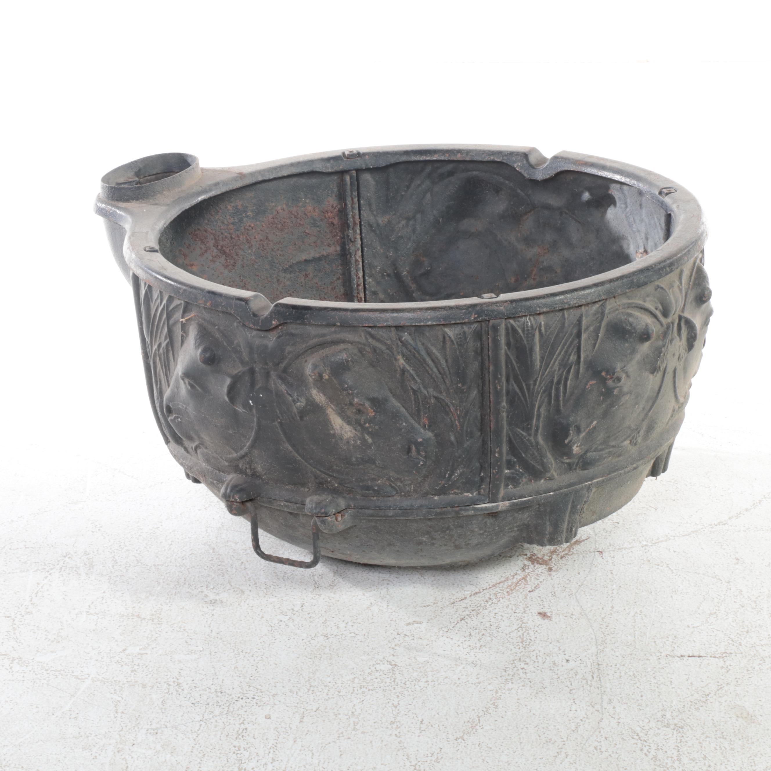 Wehrle Co. "Kenwood" Cast Iron Butcher's Lard Rendering Kettle/Stove