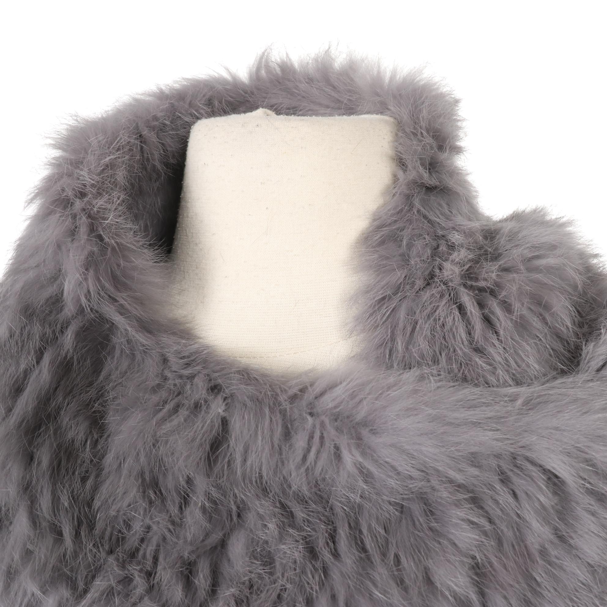 Woven and Dyed Rabbit Fur Vest with Futrzane Faux Fur Earmuff Headband