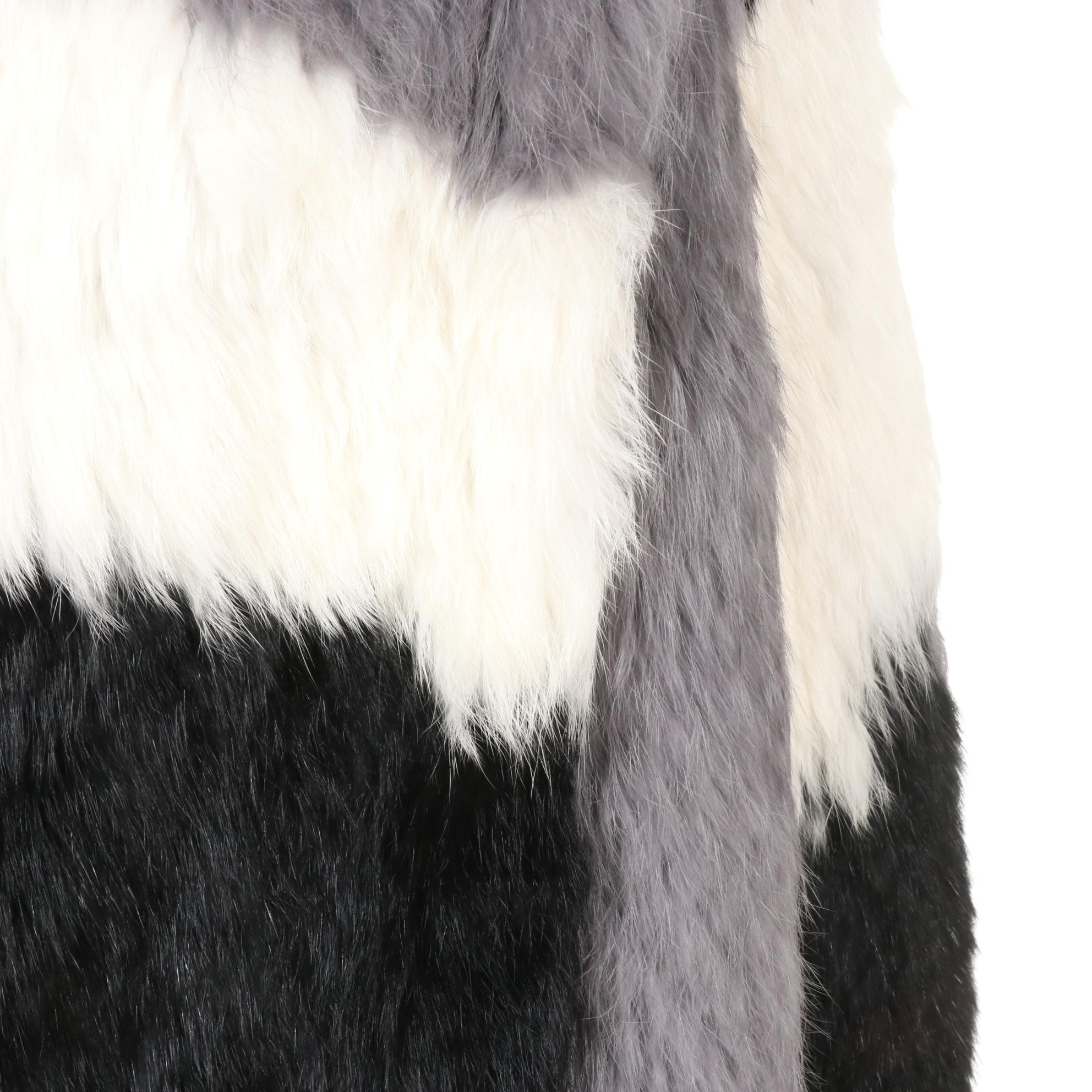 Woven and Dyed Rabbit Fur Vest with Futrzane Faux Fur Earmuff Headband