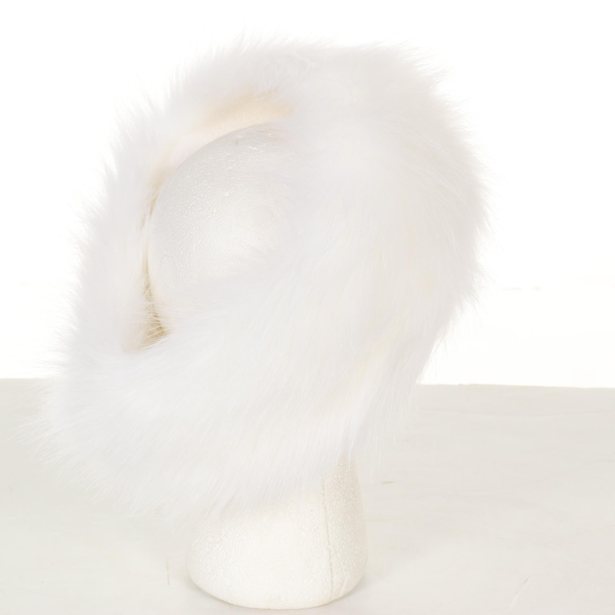 Woven and Dyed Rabbit Fur Vest with Futrzane Faux Fur Earmuff Headband