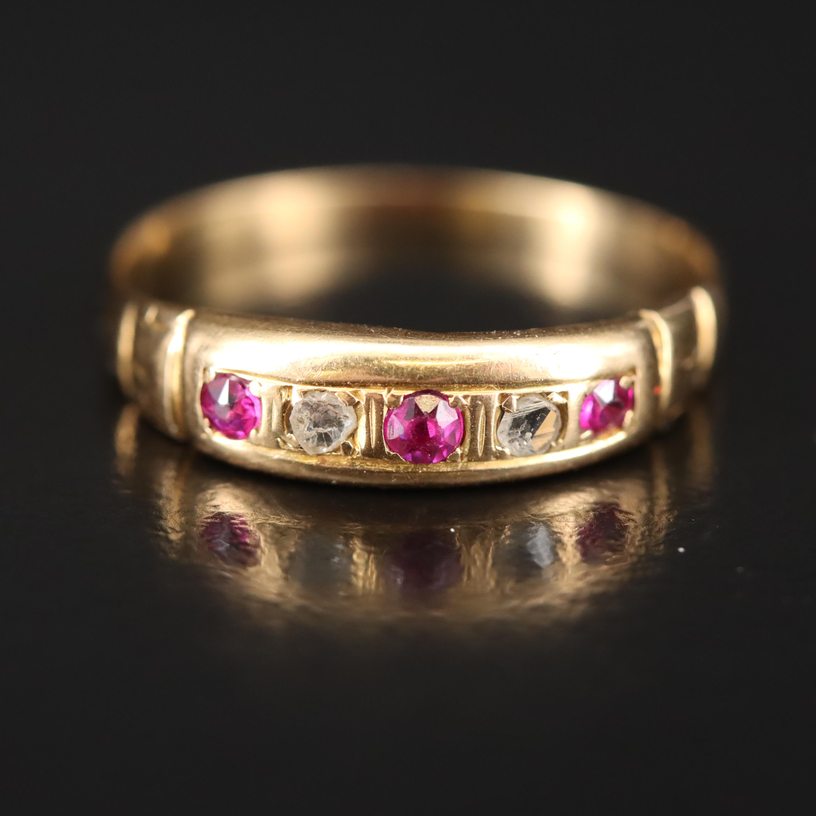 Vintage 18K Ruby and Diamond Ring