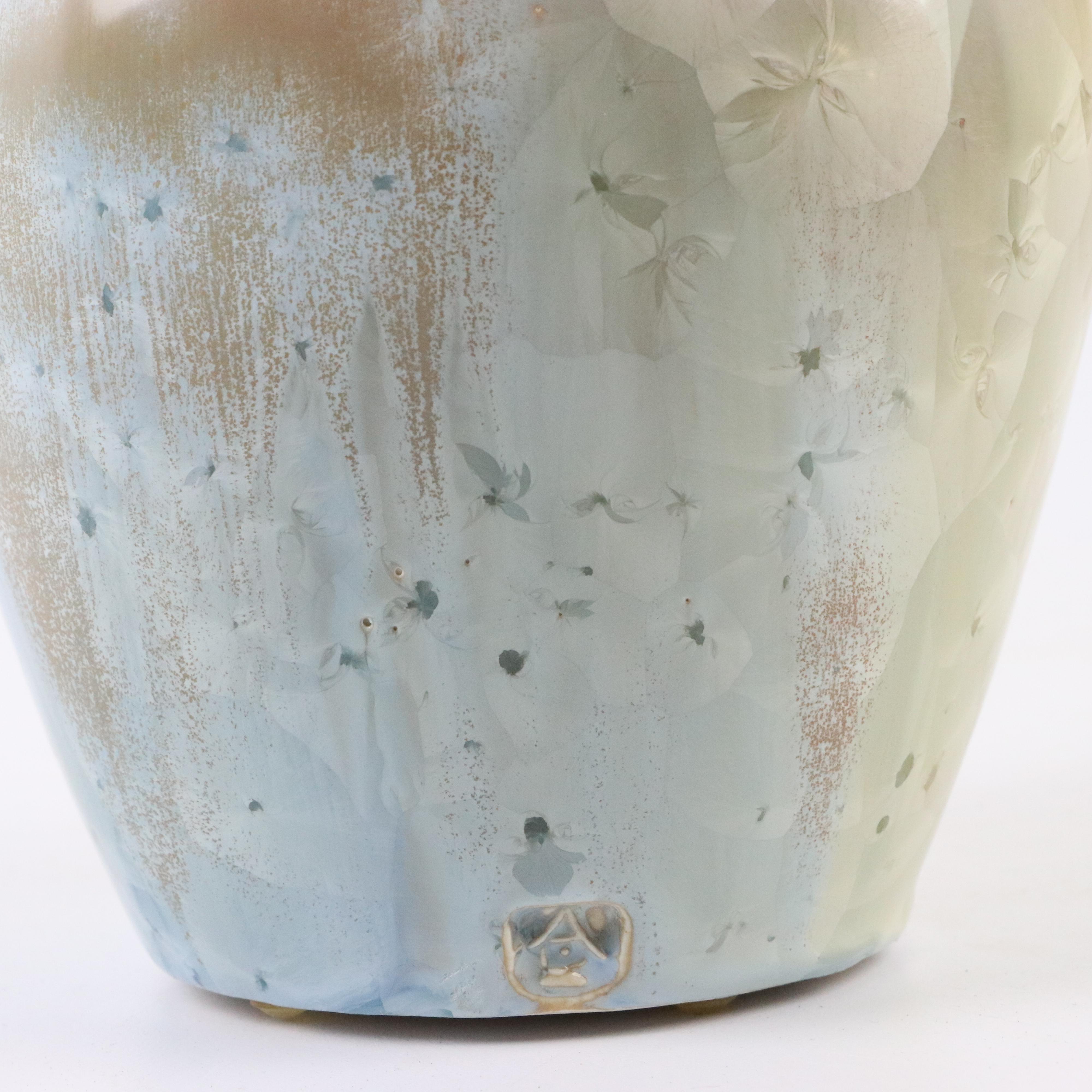 Artisan Signed Crystalline Glaze Art Pottery Vase