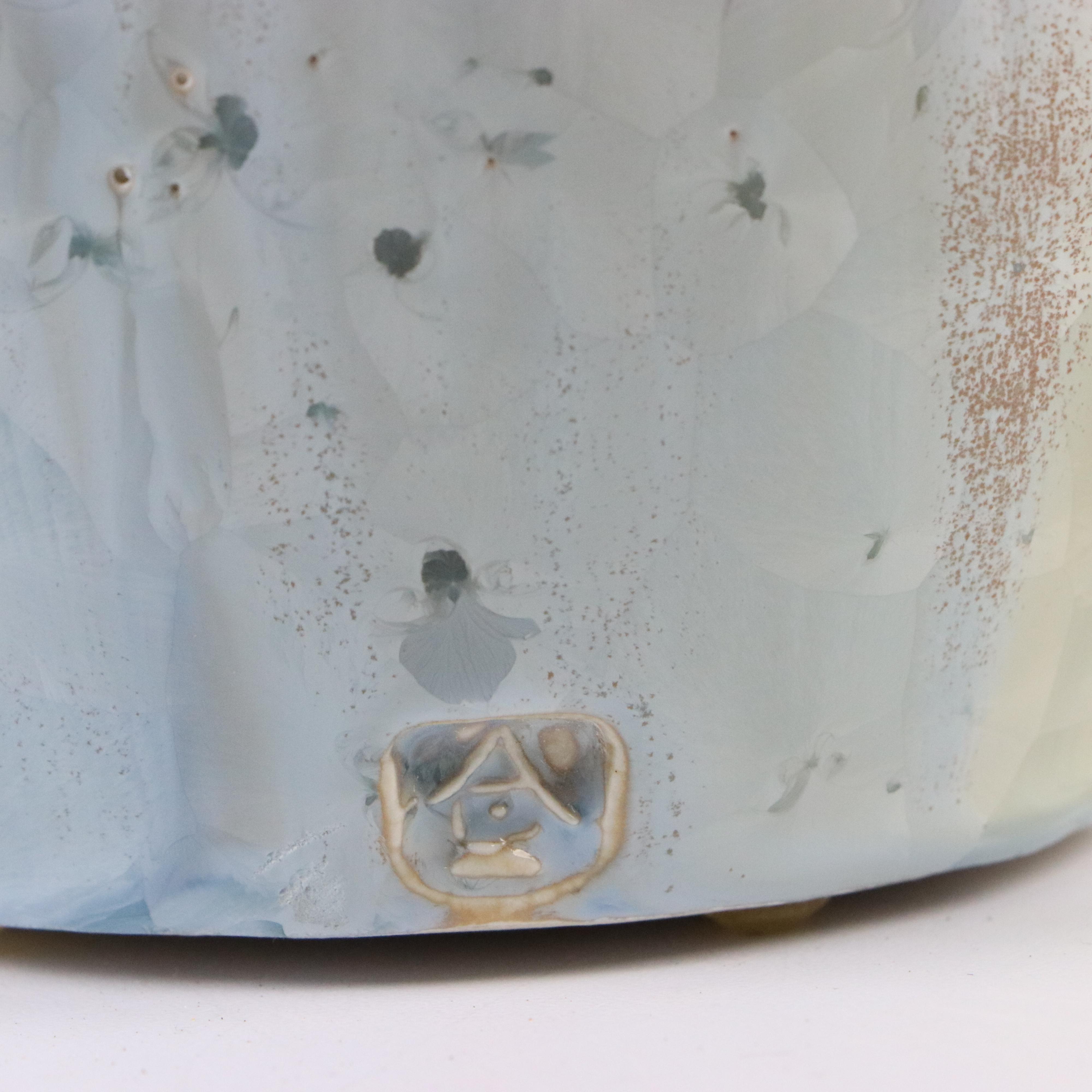 Artisan Signed Crystalline Glaze Art Pottery Vase