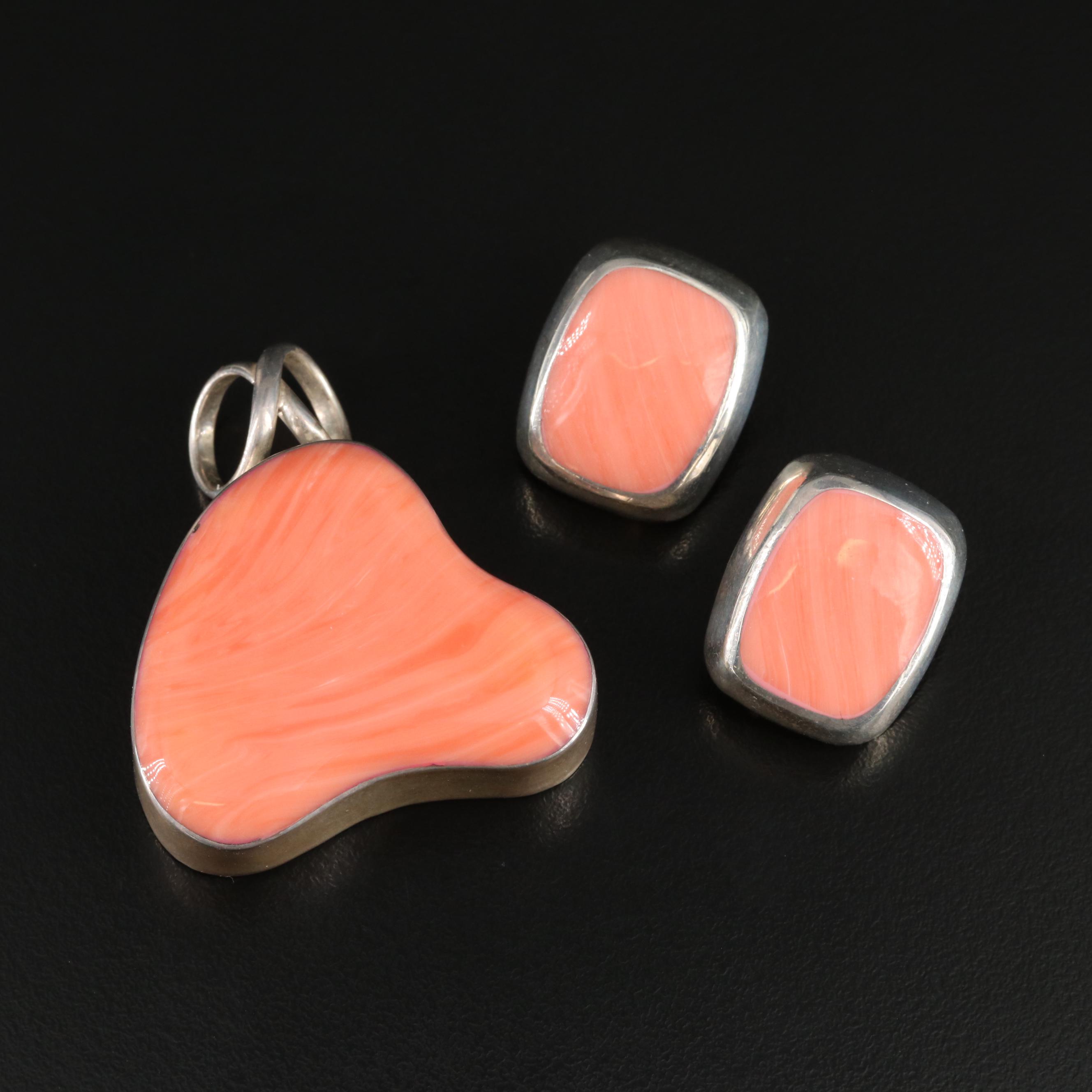 Mexican Sterling Pendant and Earrings