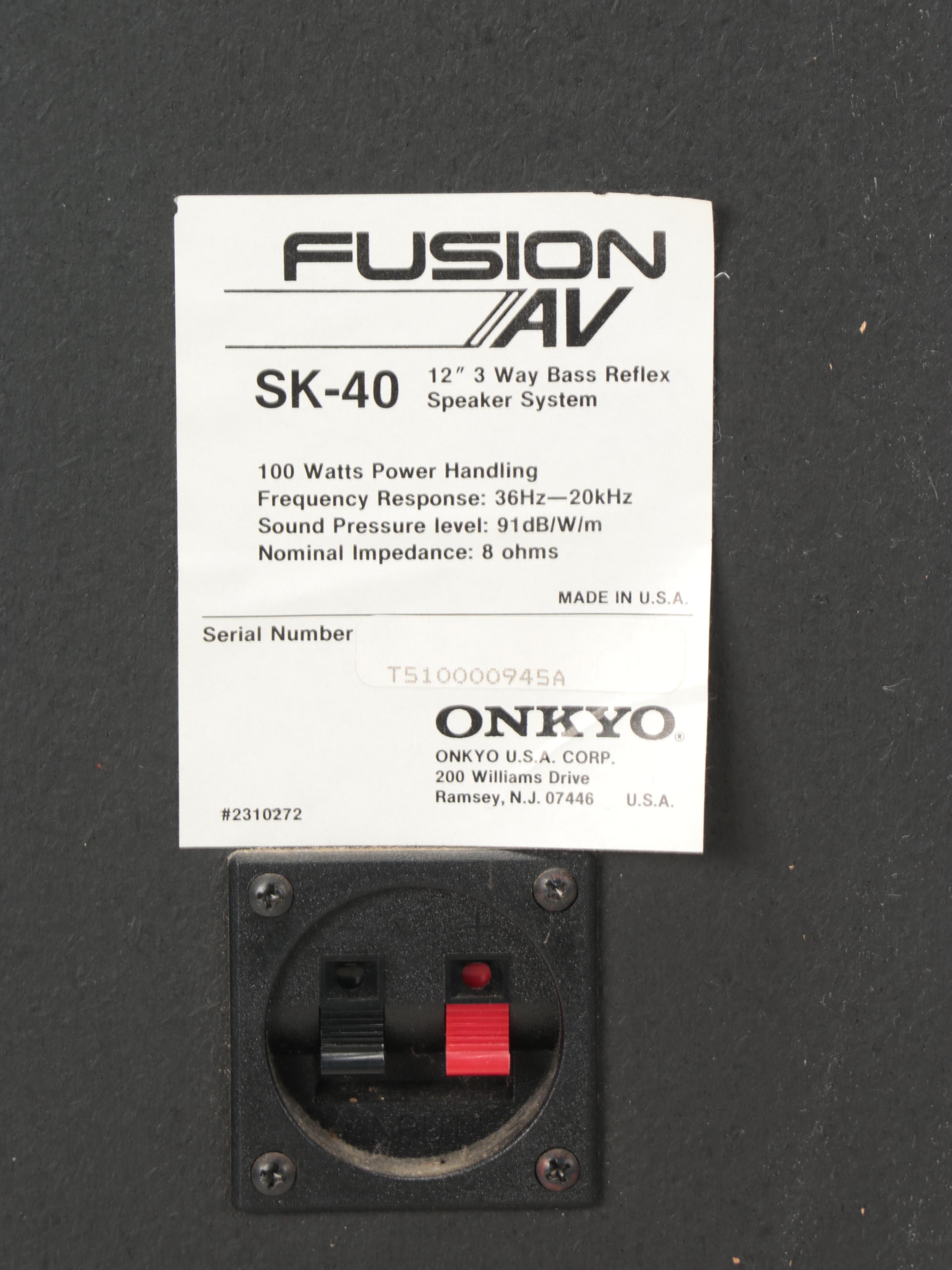 Pair of Onkyo Fusion AV Floor Standing Speakers