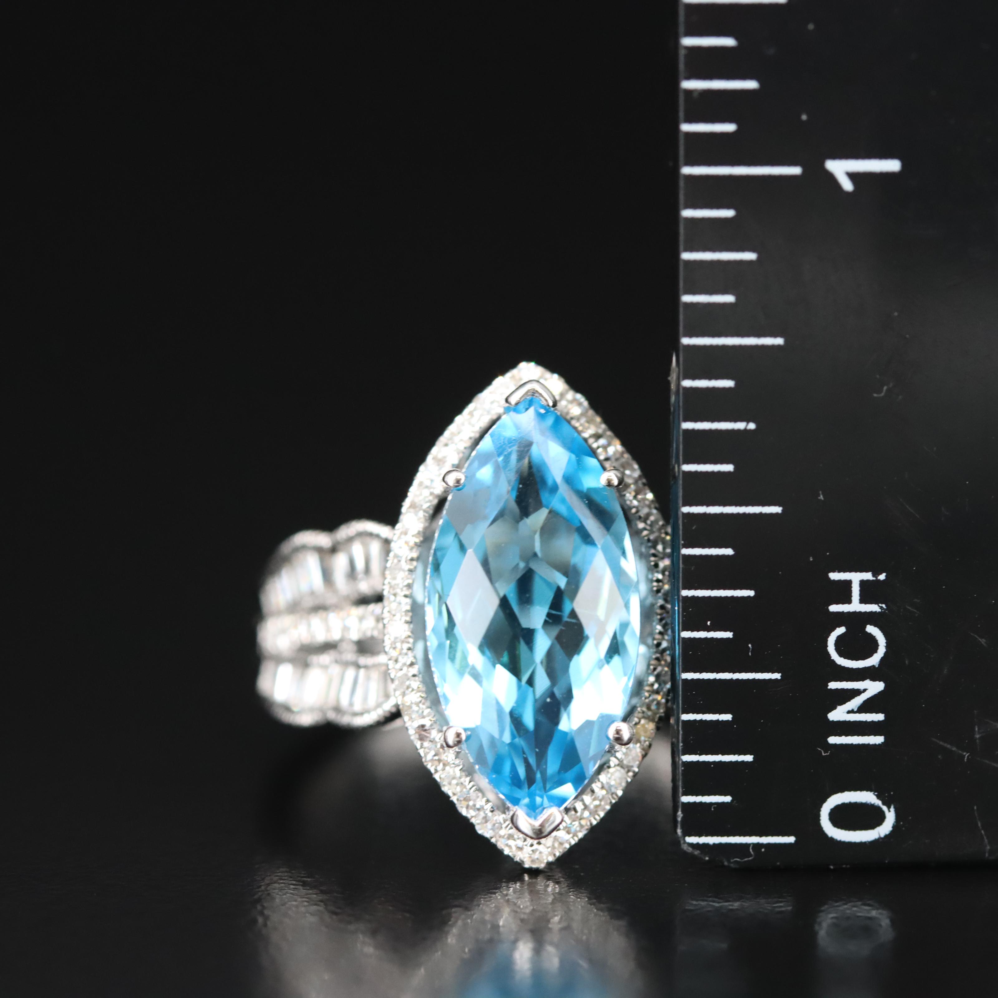 EFFY 14K Swiss Blue Topaz and Diamond Ring