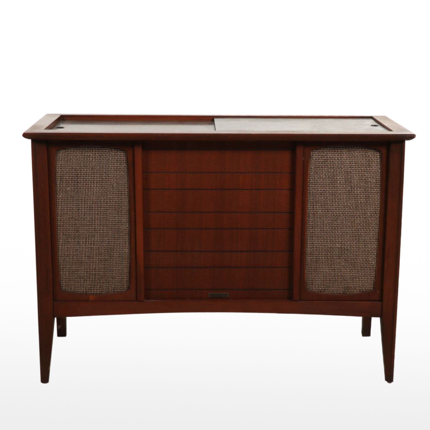 Zenith Mid Century Modern Walnut-Veneered Stereo Console
