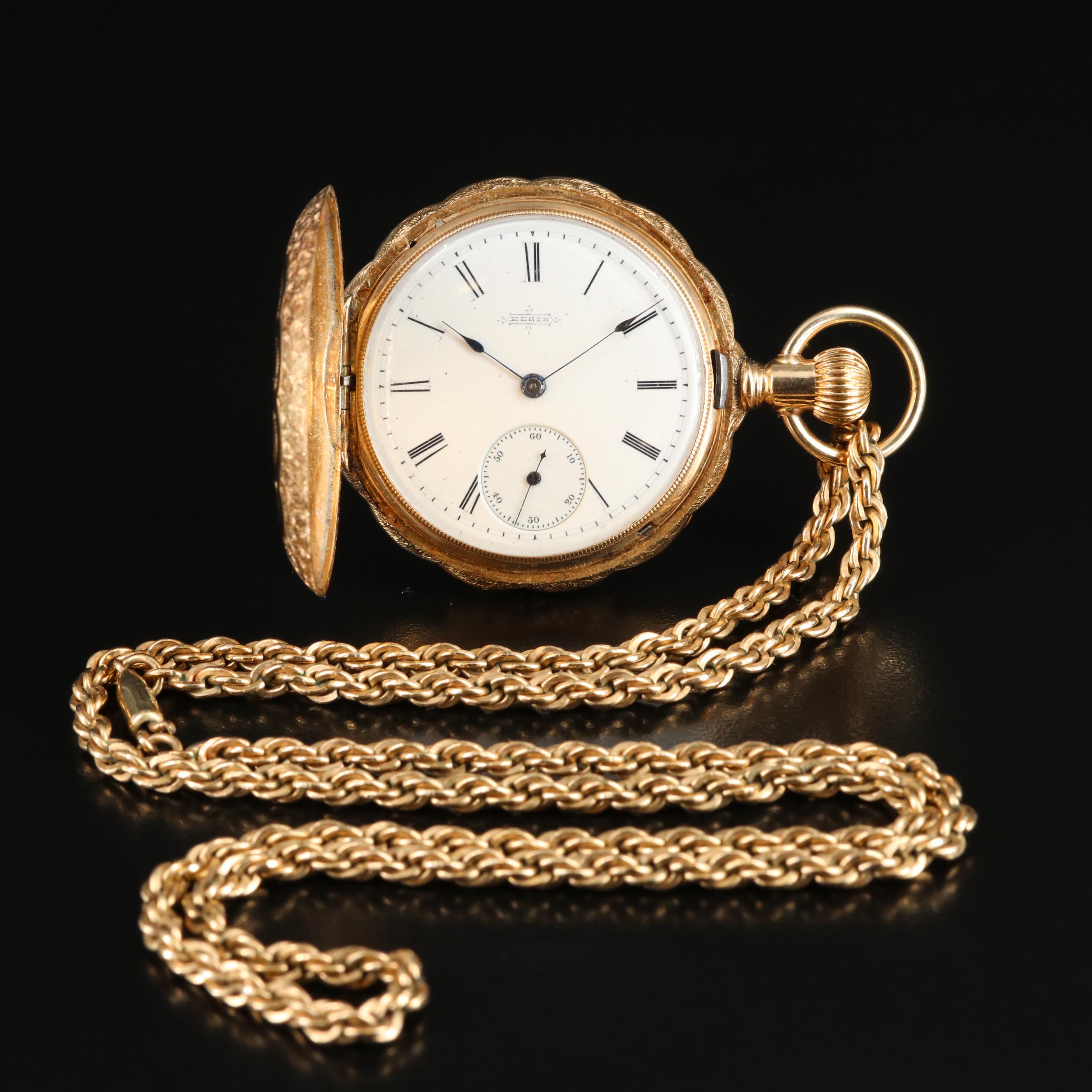 1888 14K Elgin Hunting Case Pocket Watch