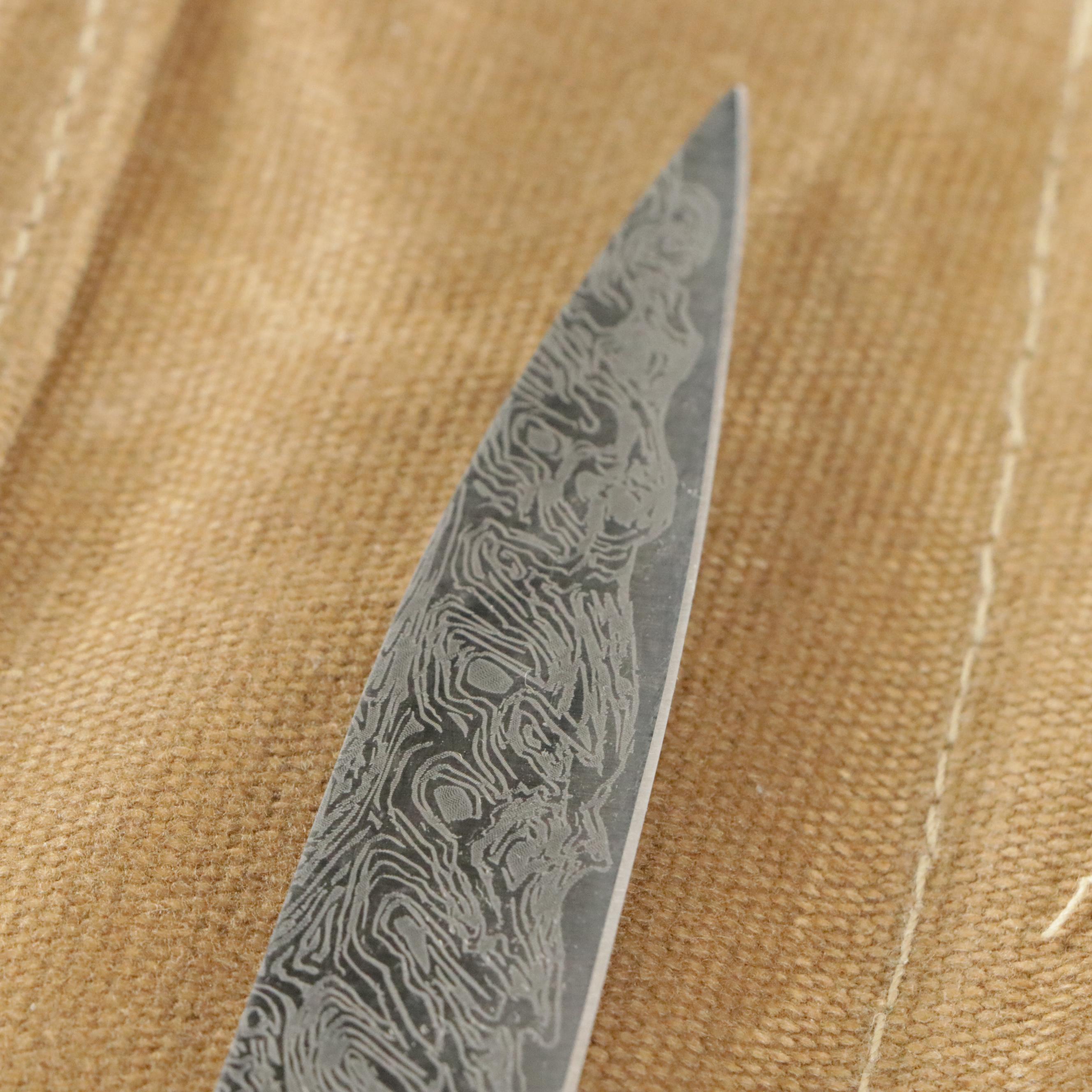 Japanese Steel and Wooden Handled Chefs Knives in Rolled Case