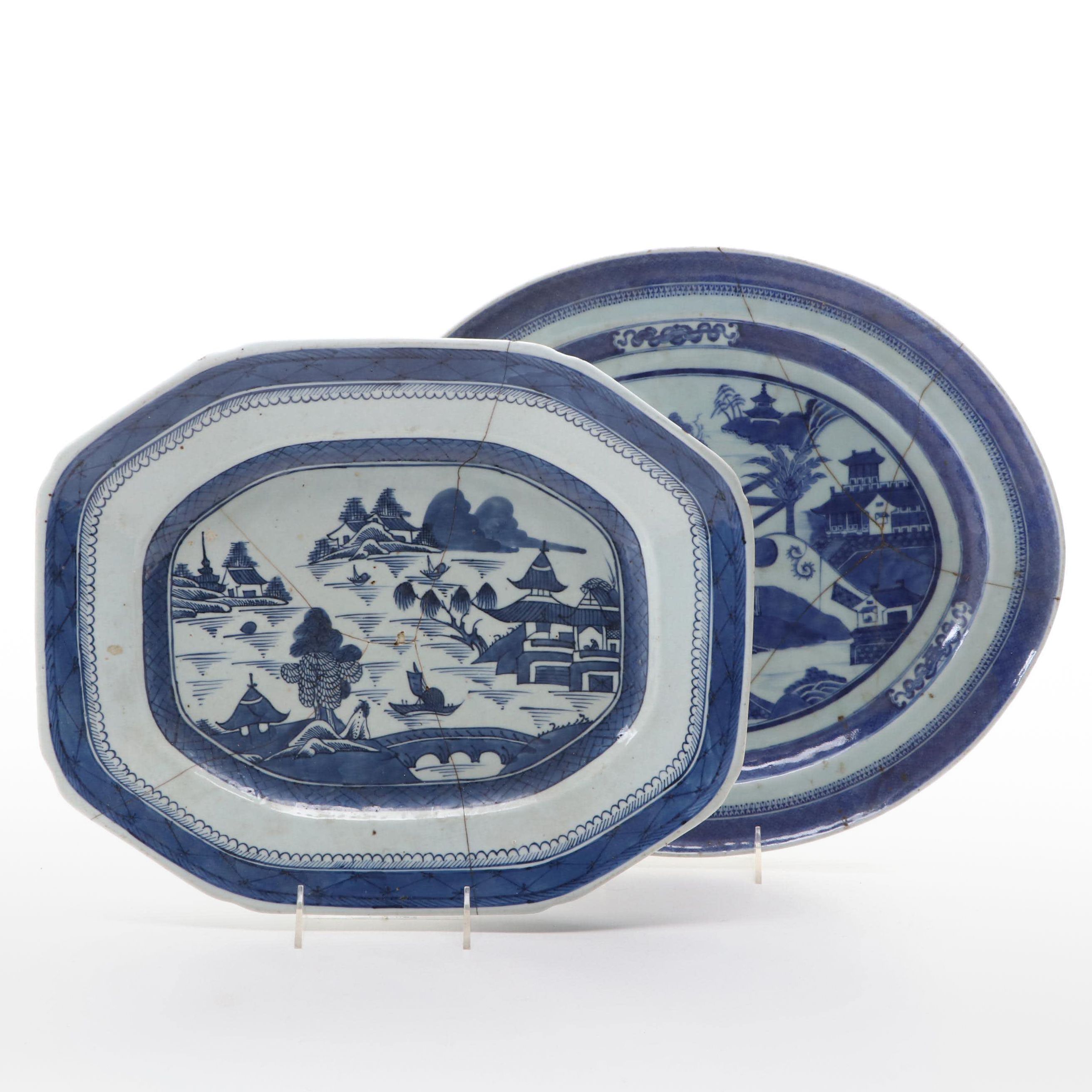 Chinese Blue and White Porcelain Platters
