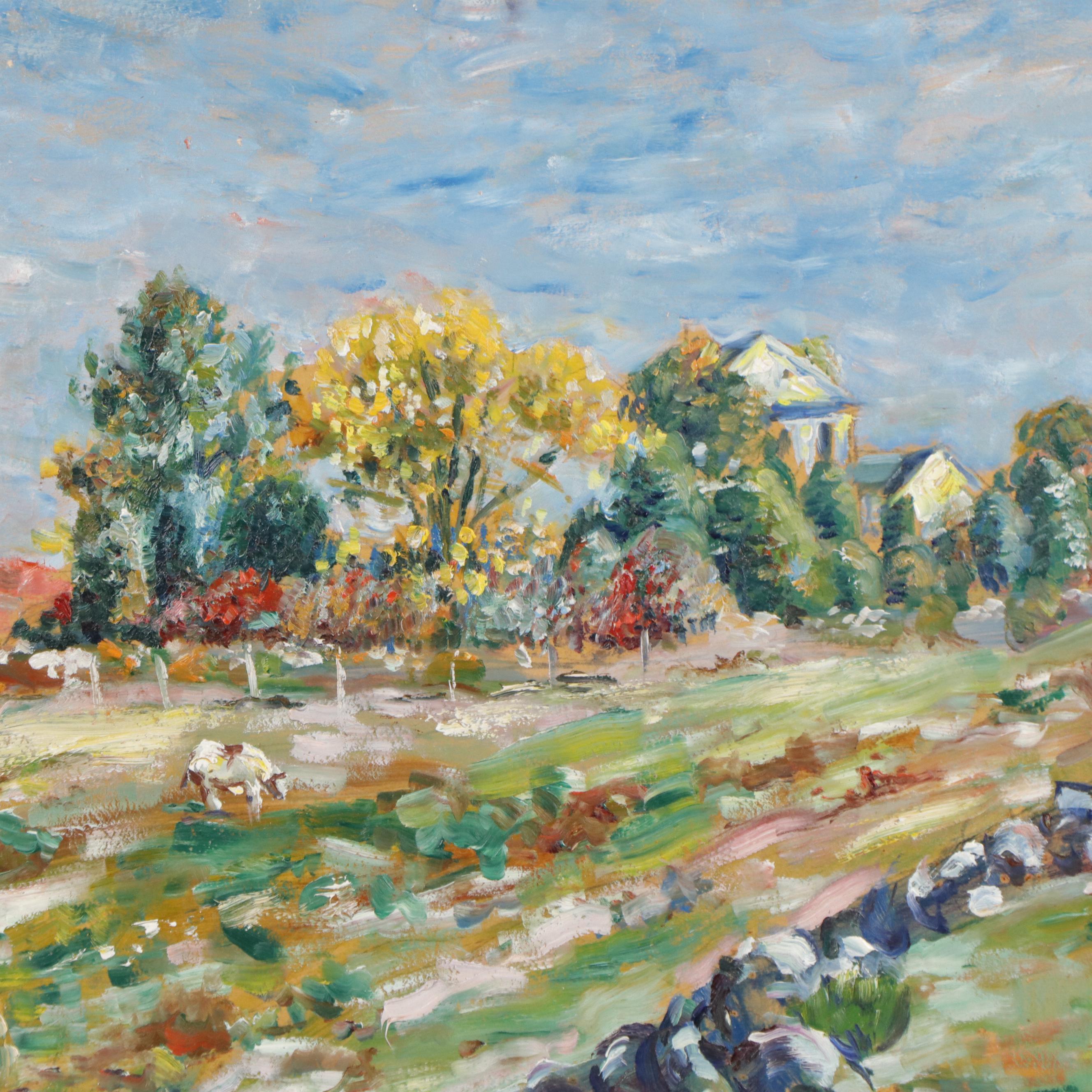 Michael Salvatore Abbate Double-Sided Oil Painting, Mid-20th Century