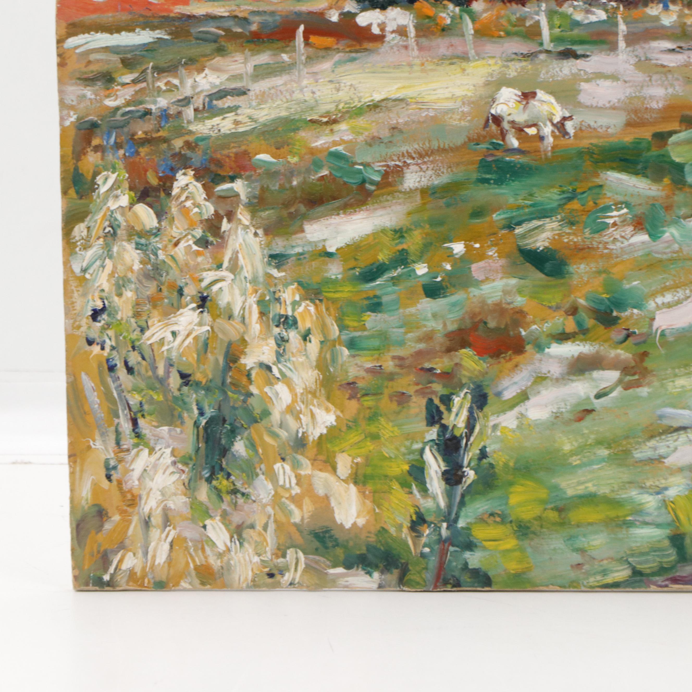 Michael Salvatore Abbate Double-Sided Oil Painting, Mid-20th Century