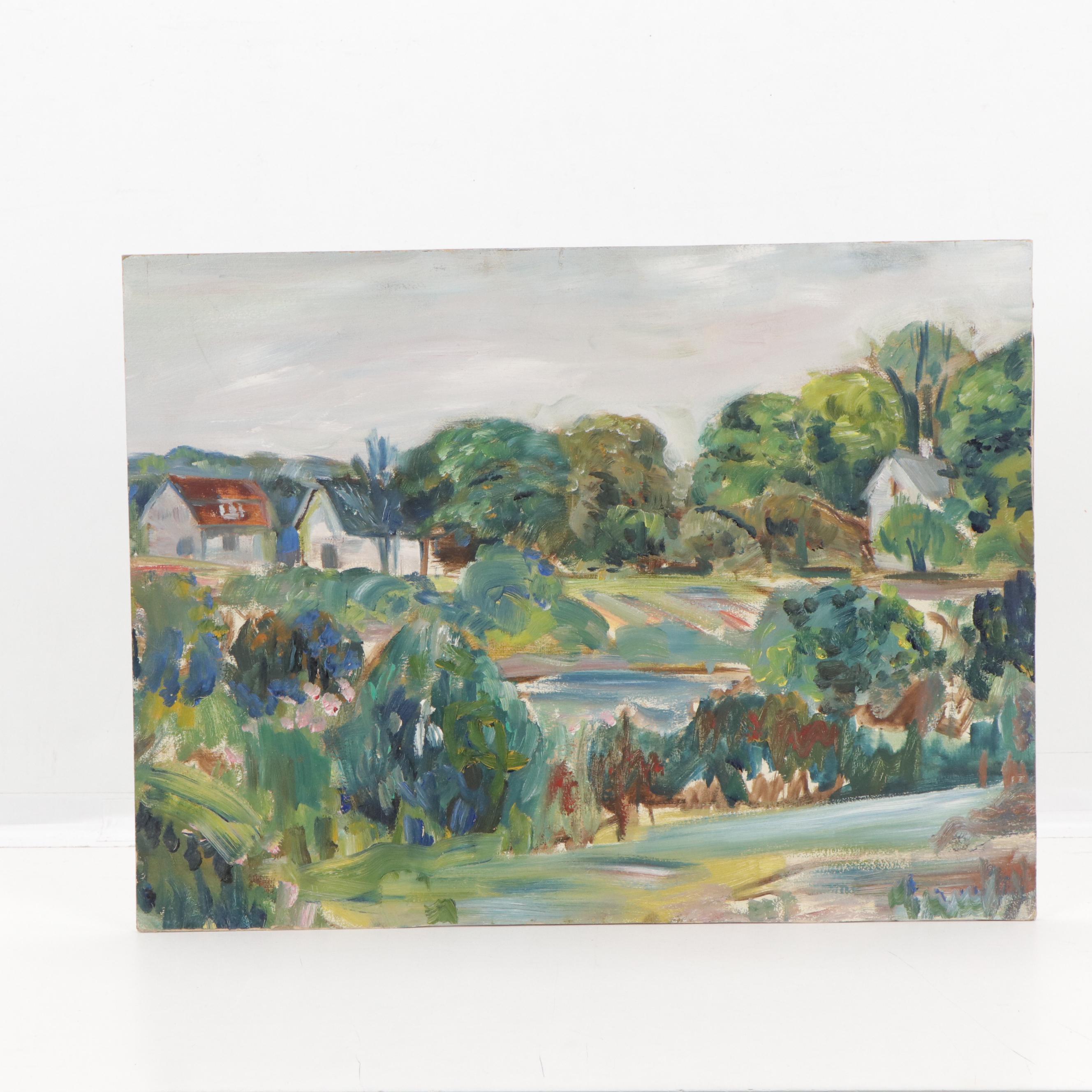 Michael Salvatore Abbate Double-Sided Oil Painting, Mid-20th Century