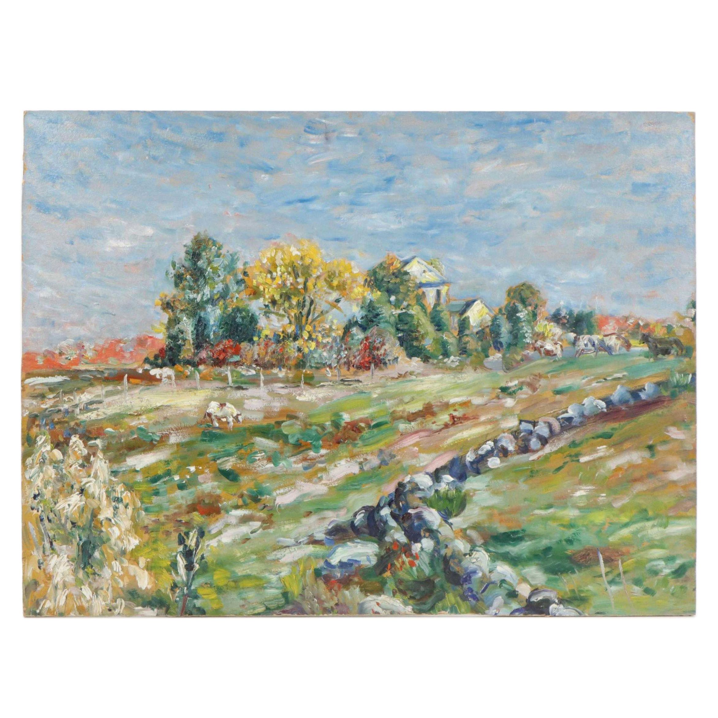 Michael Salvatore Abbate Double-Sided Oil Painting, Mid-20th Century