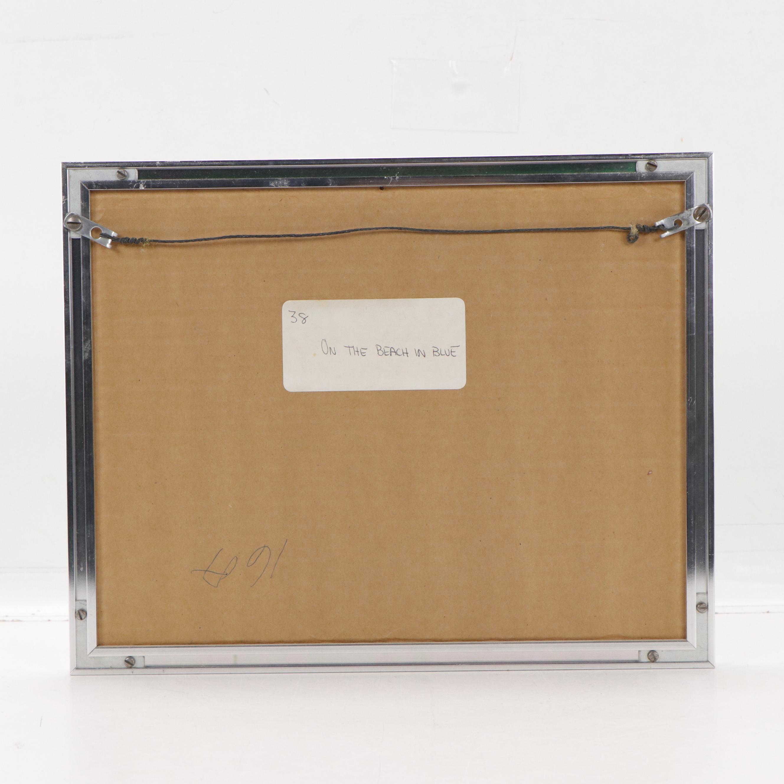 Modern Linocut "On the Beach," 1974