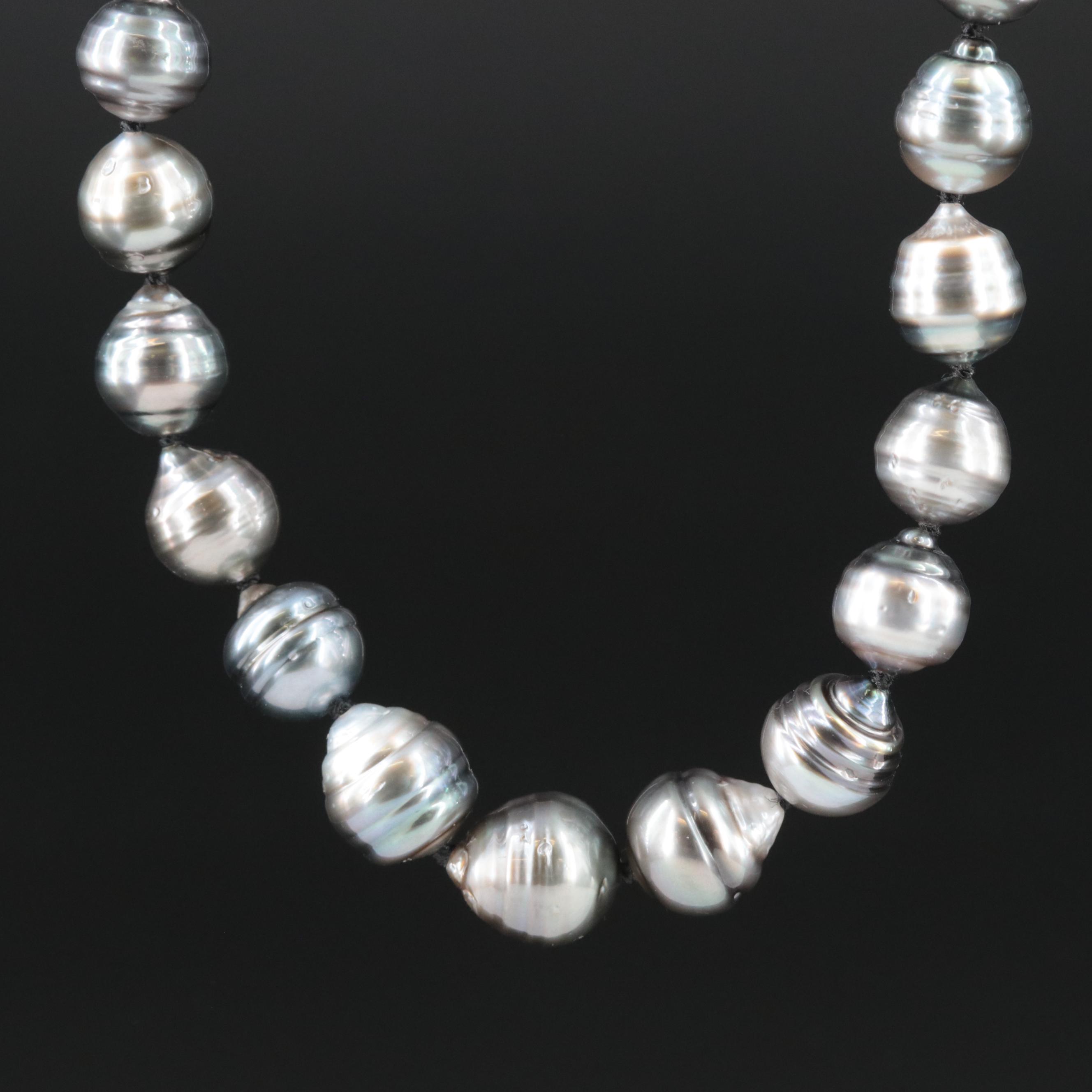 Tahitian Cultured Pearl Necklace with 14K Clasp
