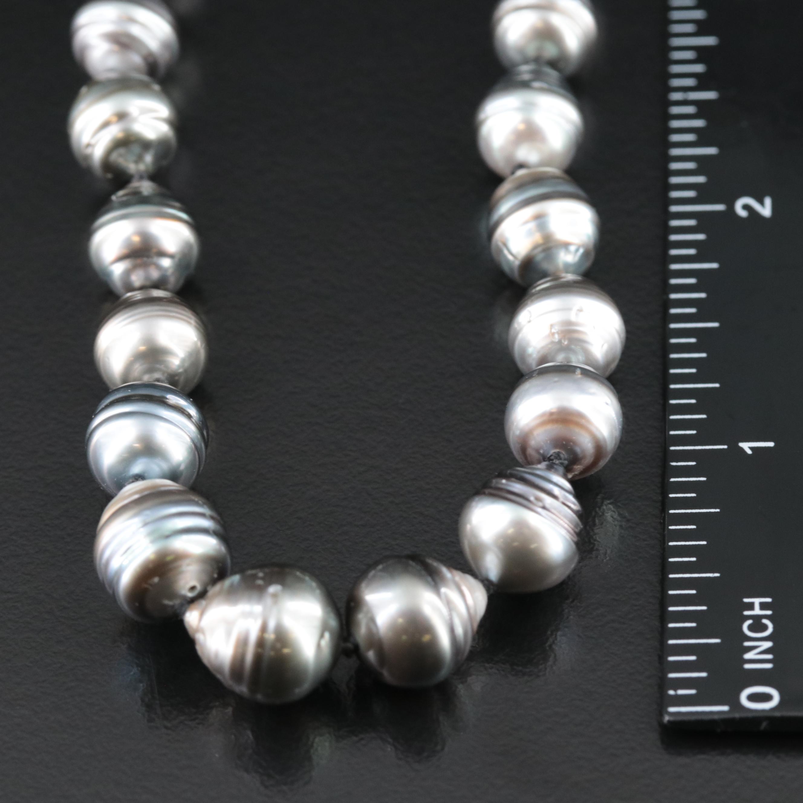 Tahitian Cultured Pearl Necklace with 14K Clasp