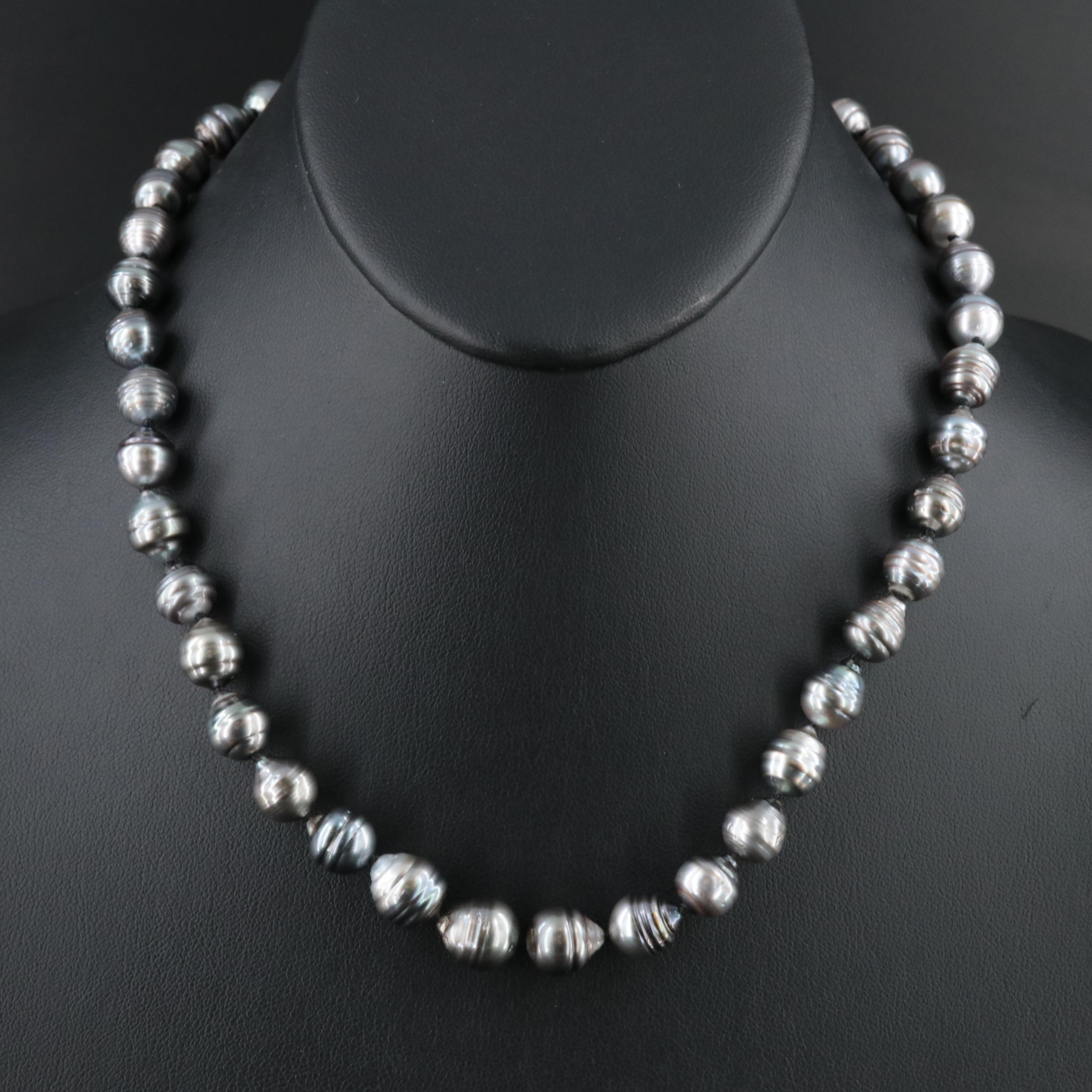 Tahitian Cultured Pearl Necklace with 14K Clasp